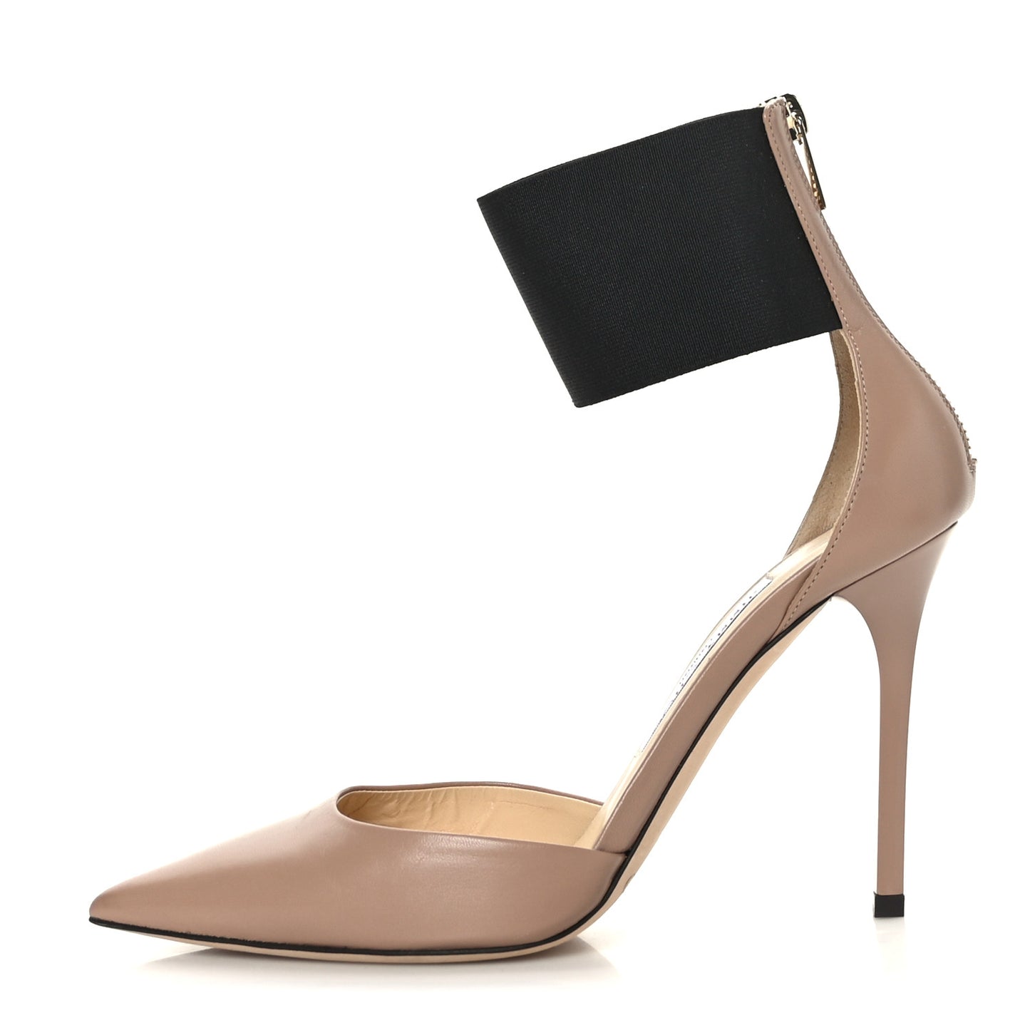Calfskin Trinny Ankle Strap 100 Pumps 37.5 Ballet Pink Black