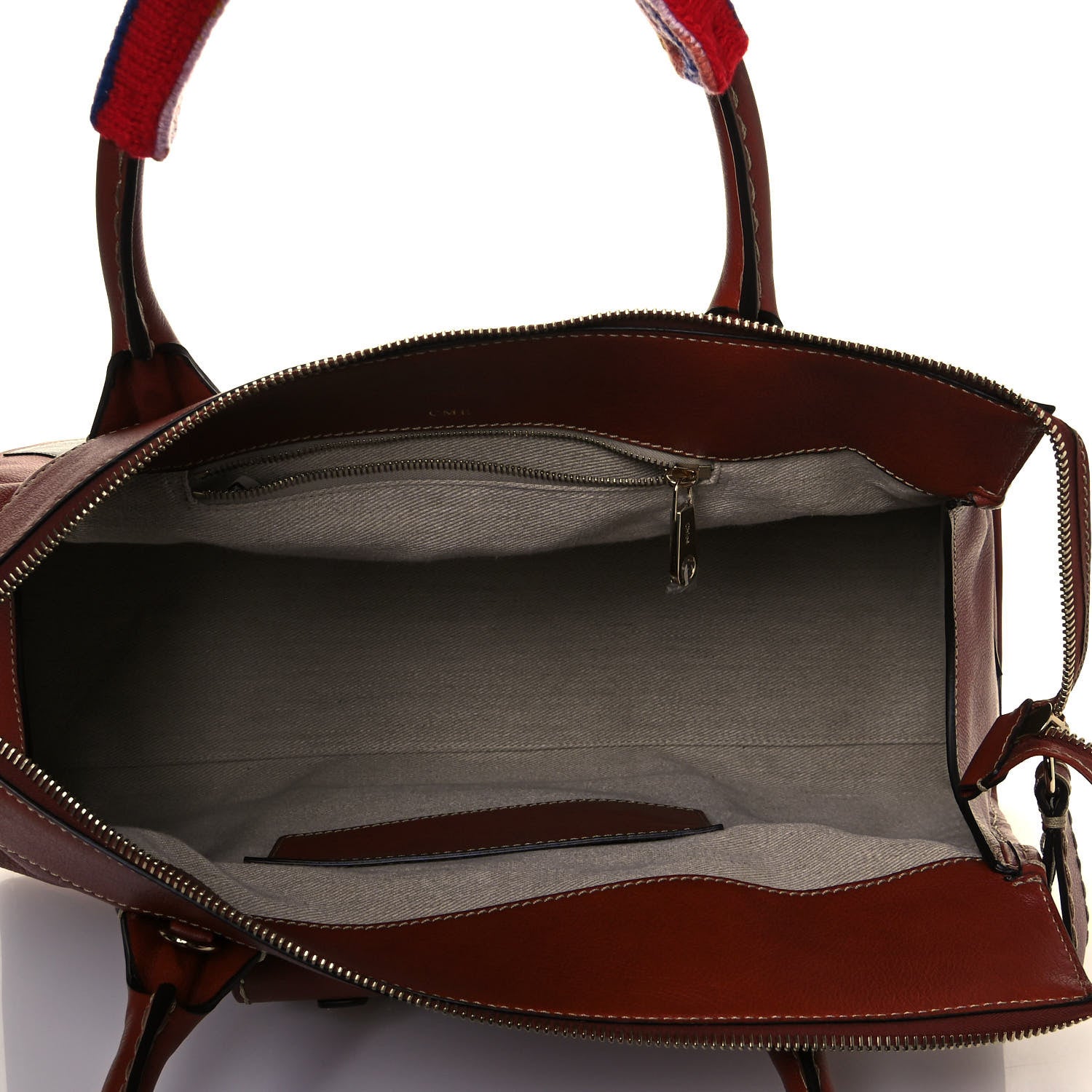 Chloe Buffalo Leather Recycled Cashmere Scallop Patches Large Edith Day Bag Sepia Multicolor 5 of 13