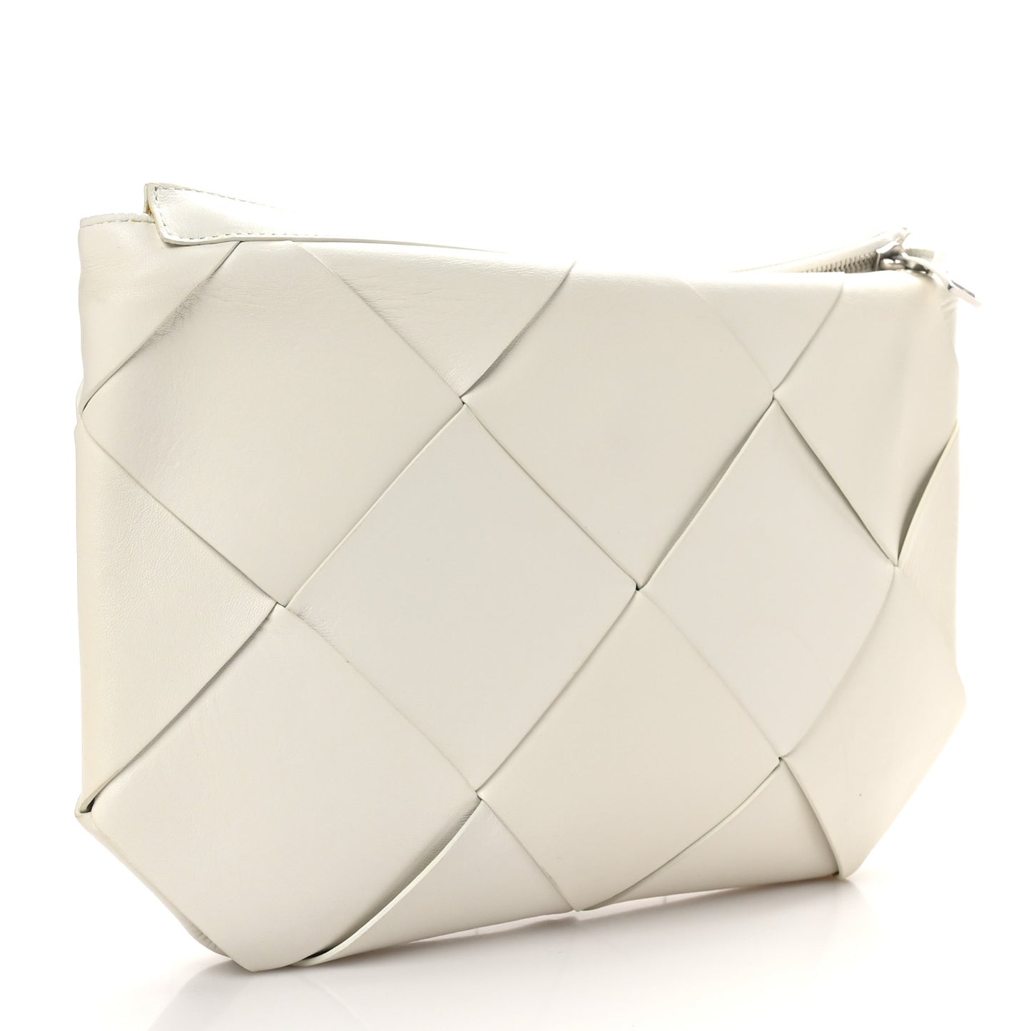 Nappa Maxi Blown Up Intrecciato Pouch Clutch Optic White