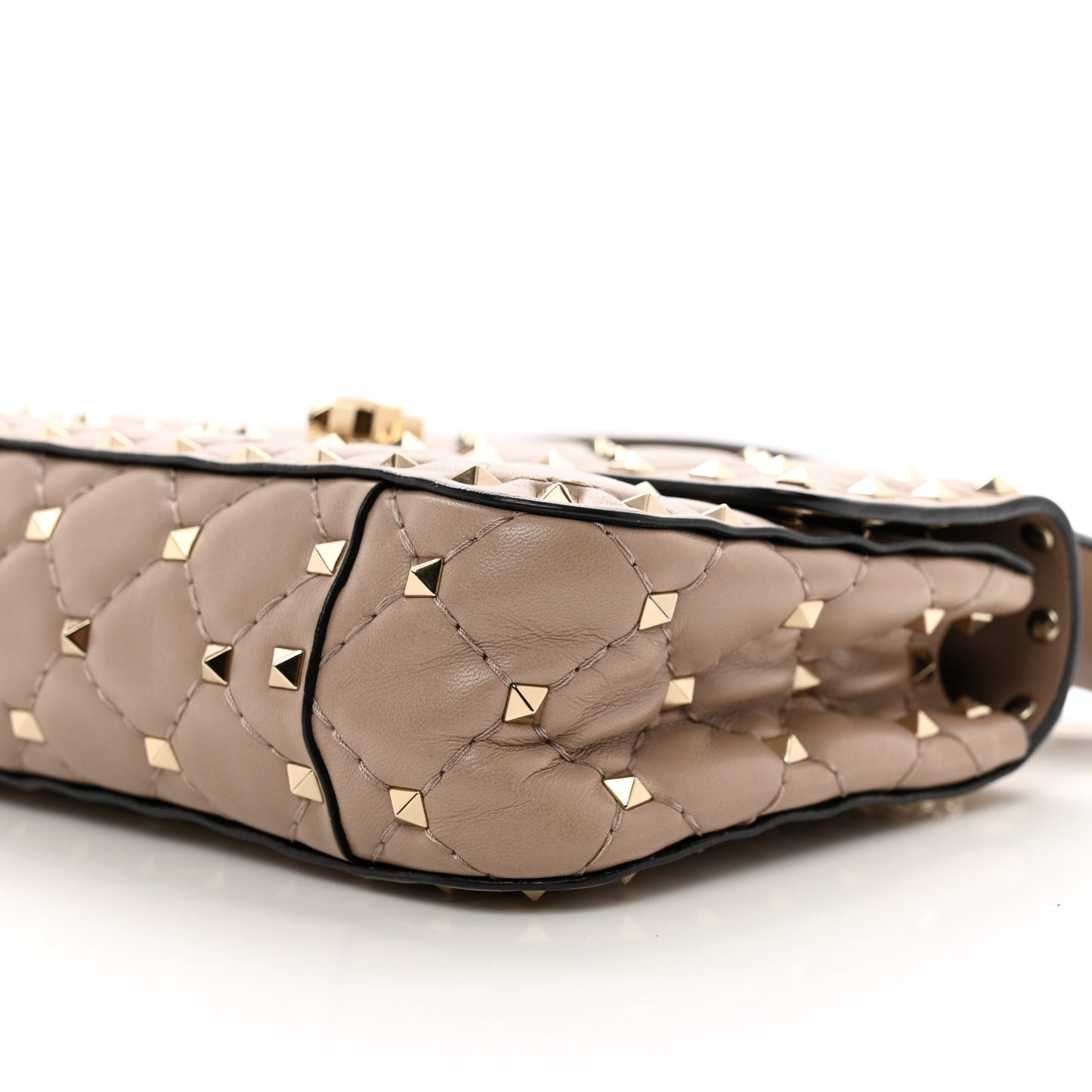 Nappa Small Rockstud Spike Shoulder Bag Poudre
