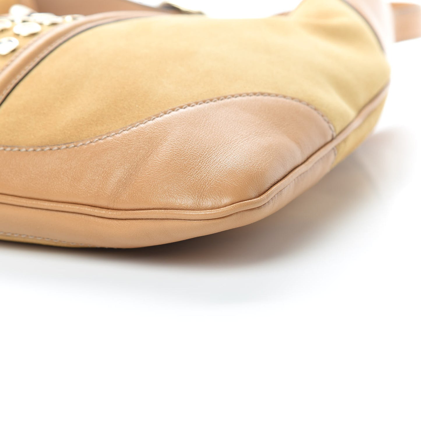 Suede Studded Jackie O Bouvier Hobo Light Brown