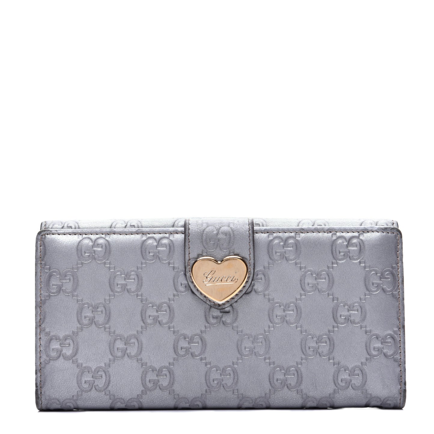 Guccissima Heart Continental Wallet Silver