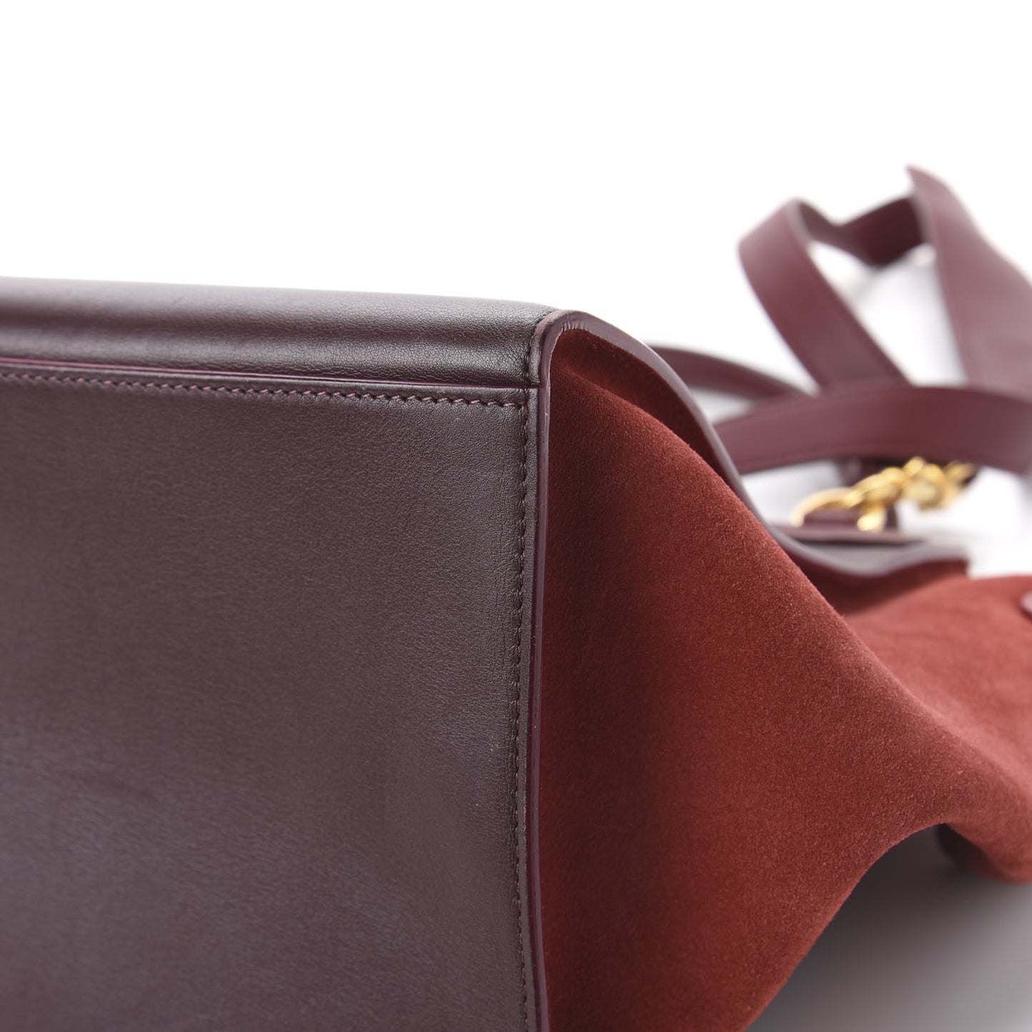 Drummed Calfskin Suede Medium Trapeze Burgundy