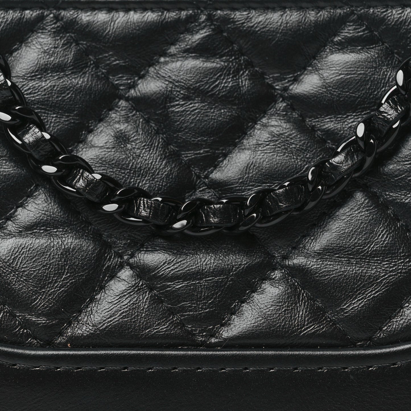 Aged Calfskin Quilted Small Gabrielle Clutch With Chain So Black