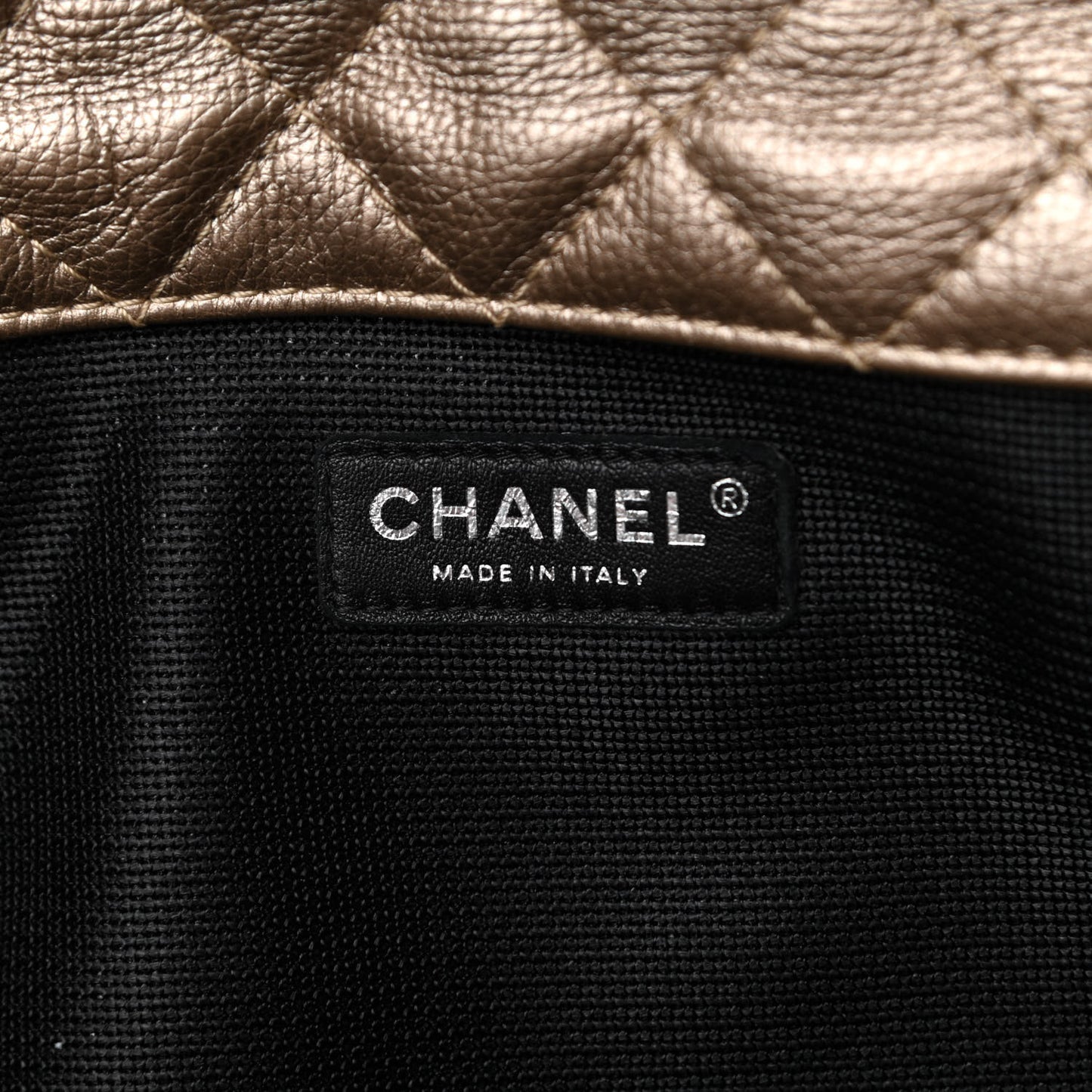 Metallic Calfskin Quilted XXL Travel Flap Bag Gold