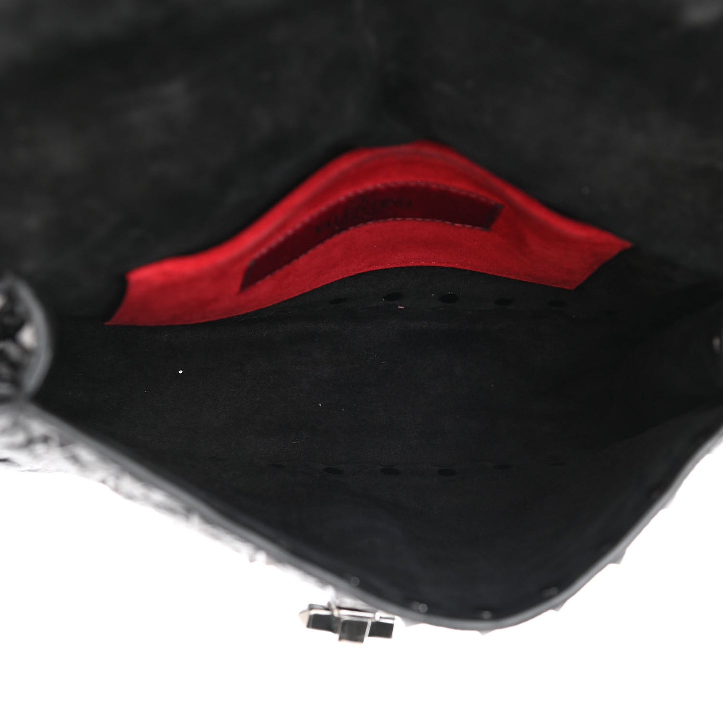 Craquele Nappa Small Rockstud Spike Shoulder Bag Black