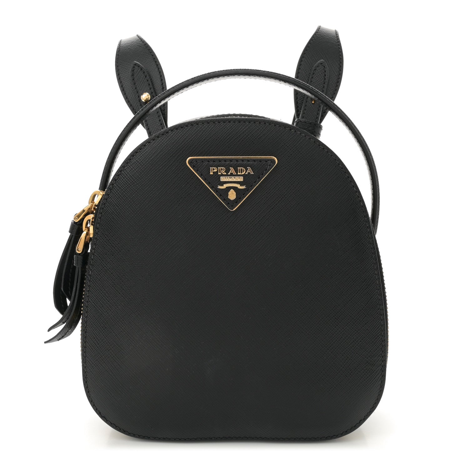 black saffiano leather mini backpack Prada Saffiano Lux Mini Odette Backpack Black 1702099 – FASHIONPHILE