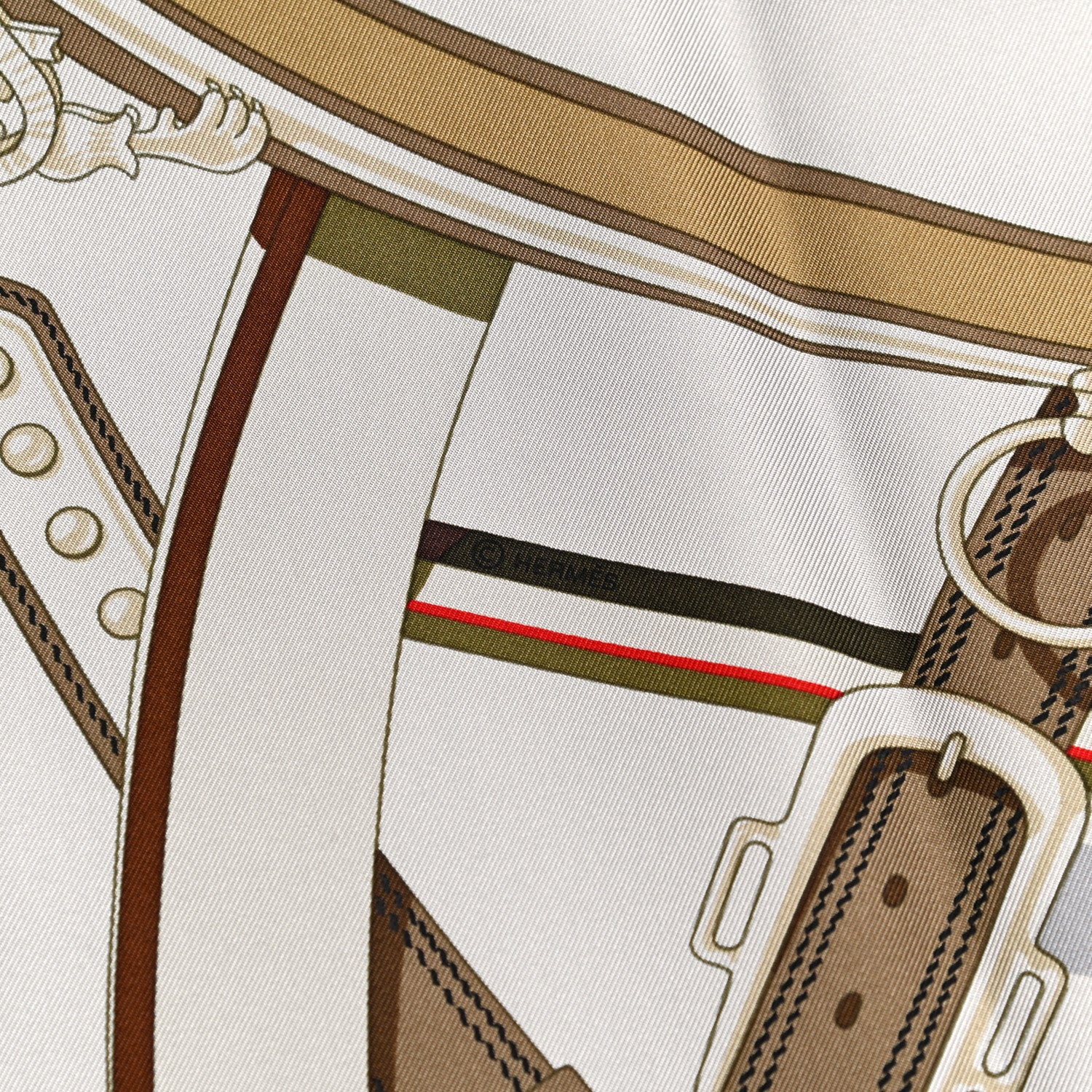 Hermes Silk En Roue Libre Scarf 90 Pierre Kaki Rouge 3 of 5