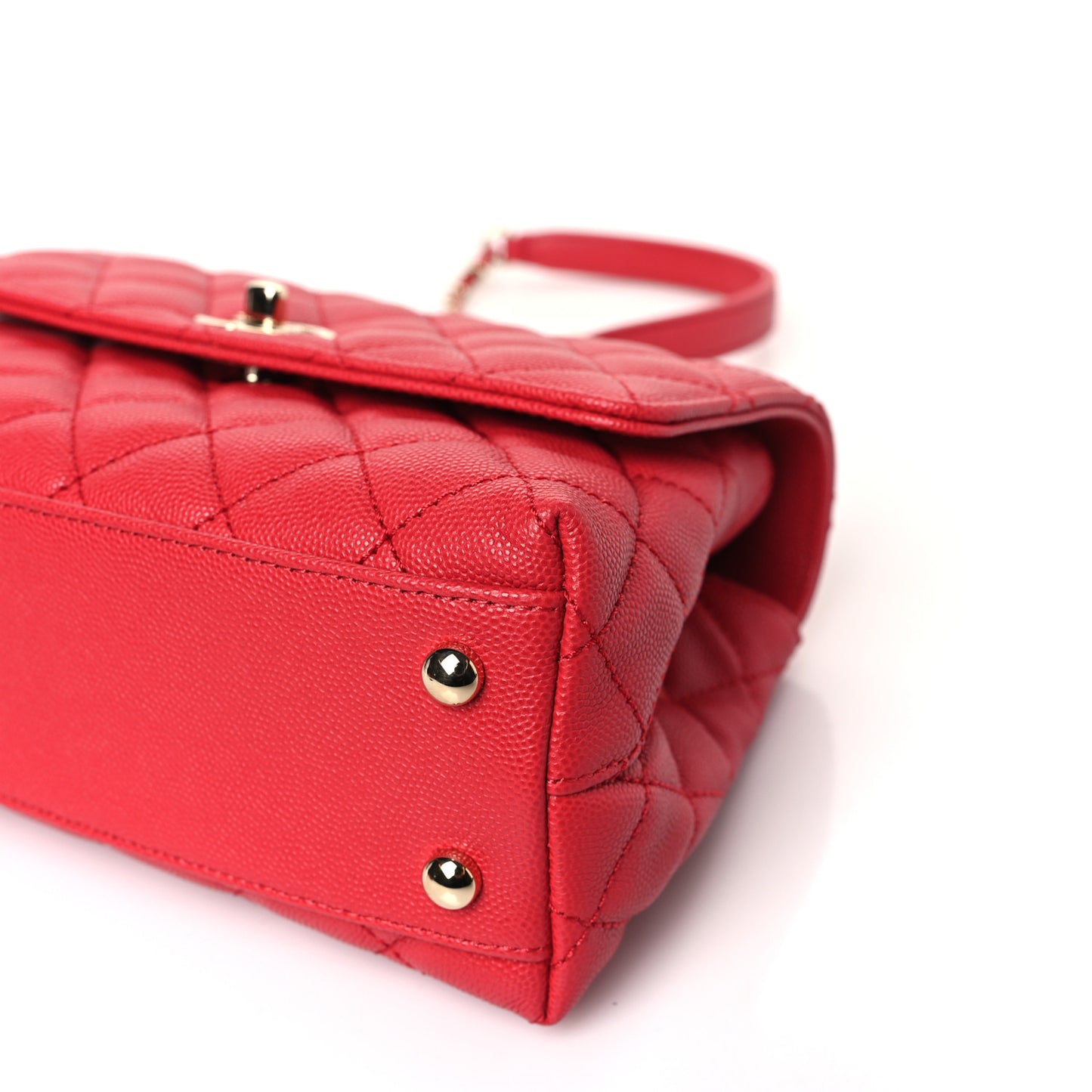Caviar Quilted Mini Coco Handle Flap Red