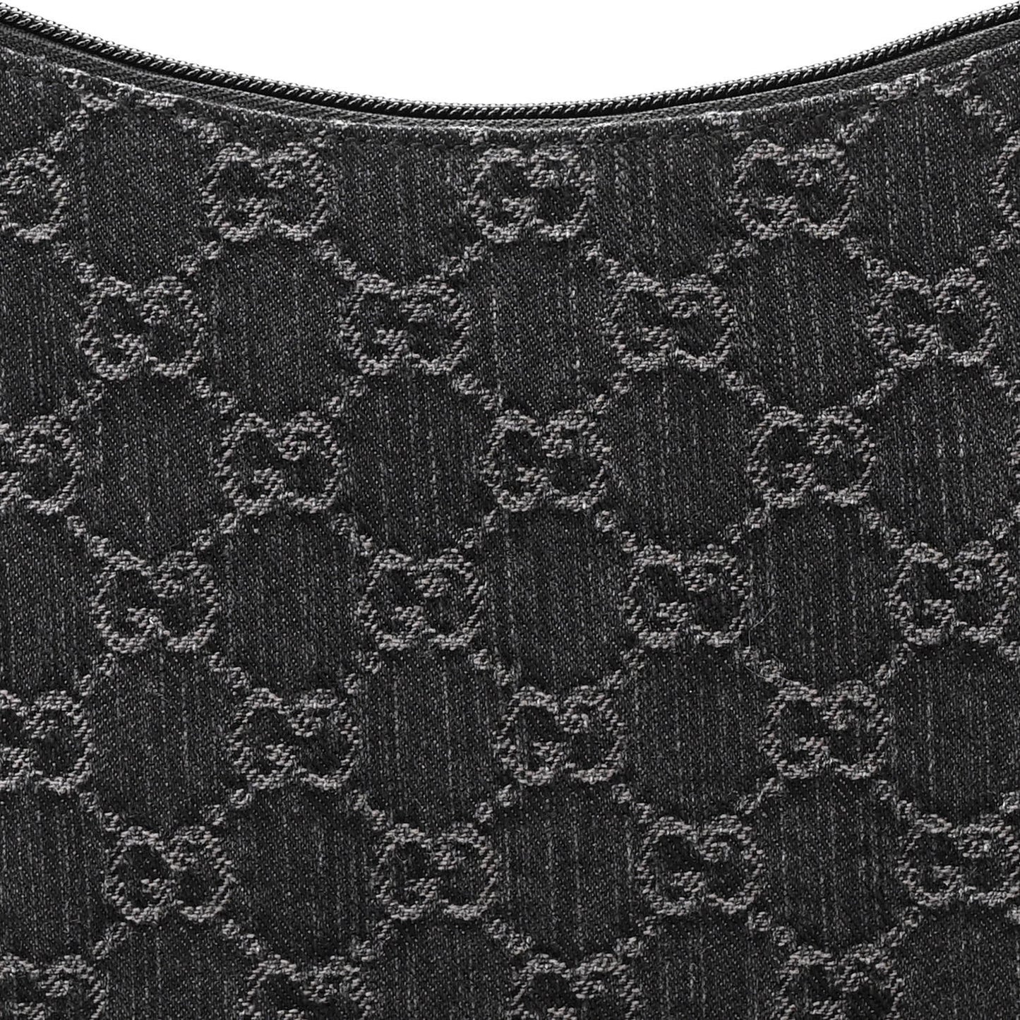 Jacquard Black Denim GG Monogram Horsebit Slim Small Shoulder Bag Black Grey