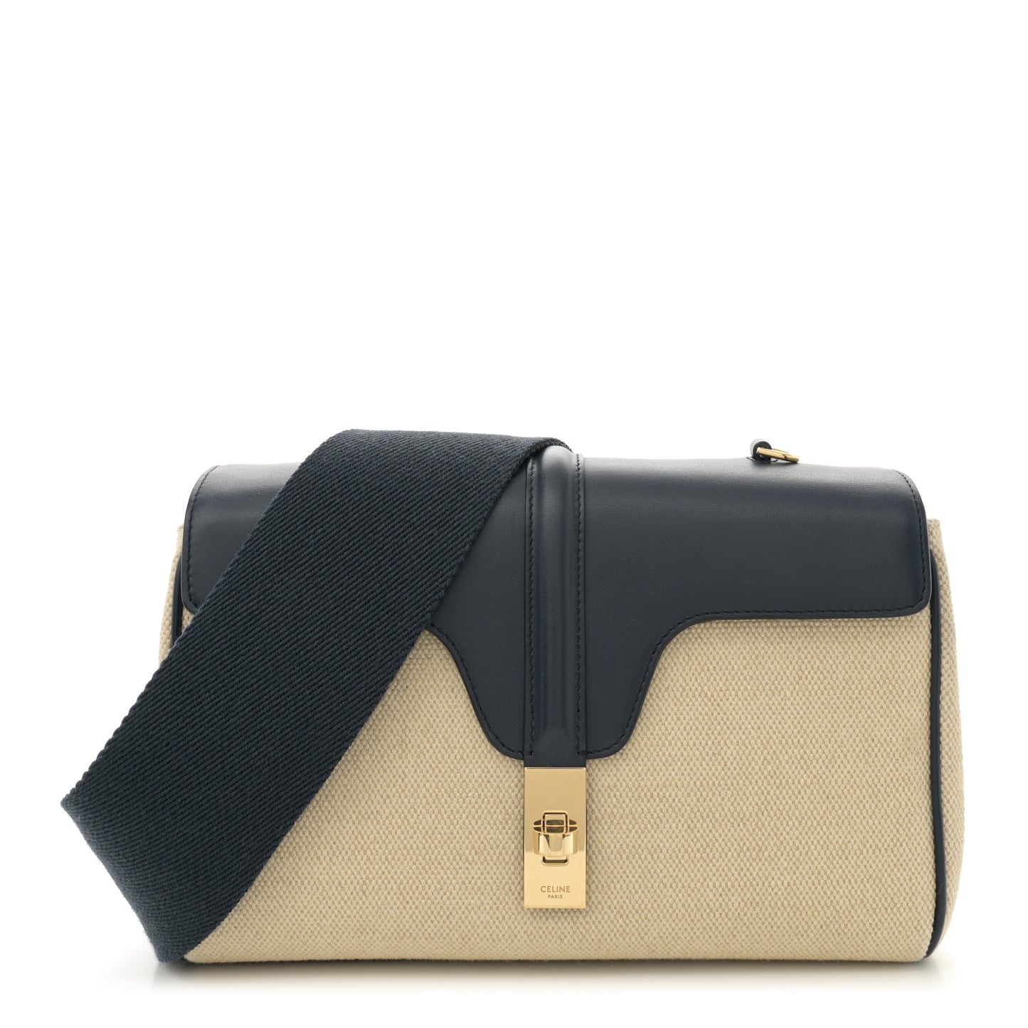 Canvas Calfskin Teen Soft 16 Shoulder Bag Vanilla Navy
