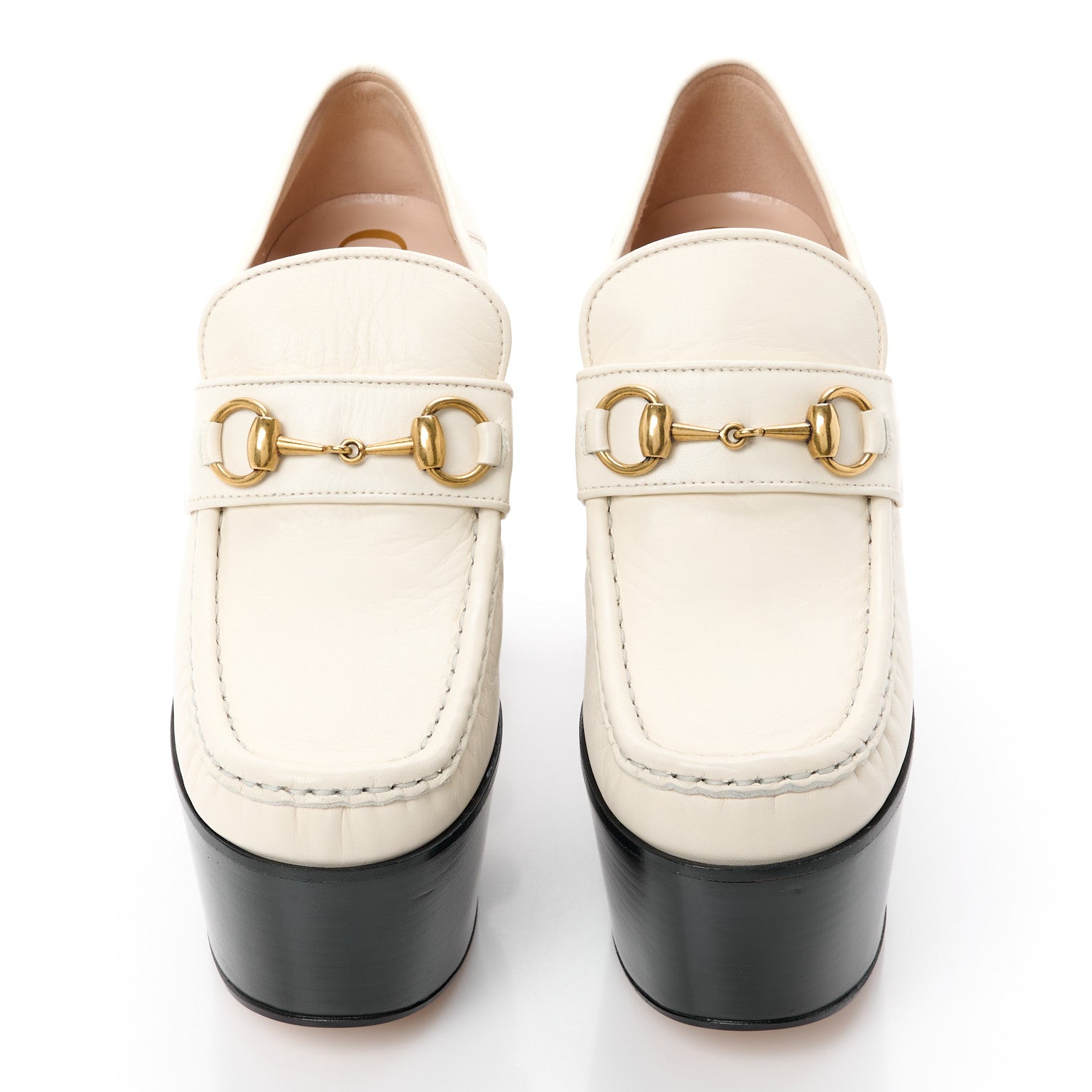 Gucci Malaga Kid Pearl Studded Vegas Platform Loafers 37 Mystic White 2 of 11