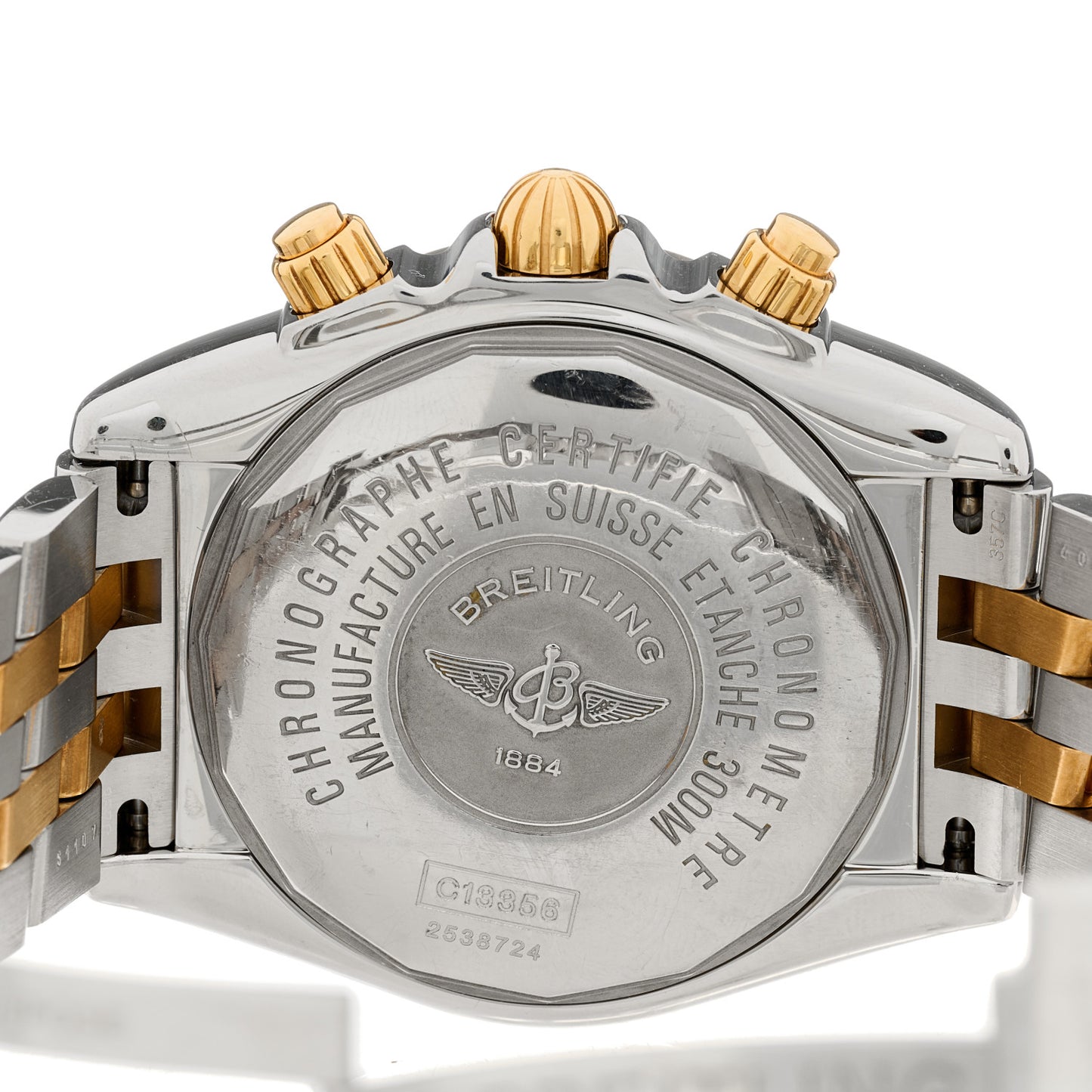 Stainless Steel 18K Yellow Gold 44mm Chronomat Evolution Automatic Watch White C13356