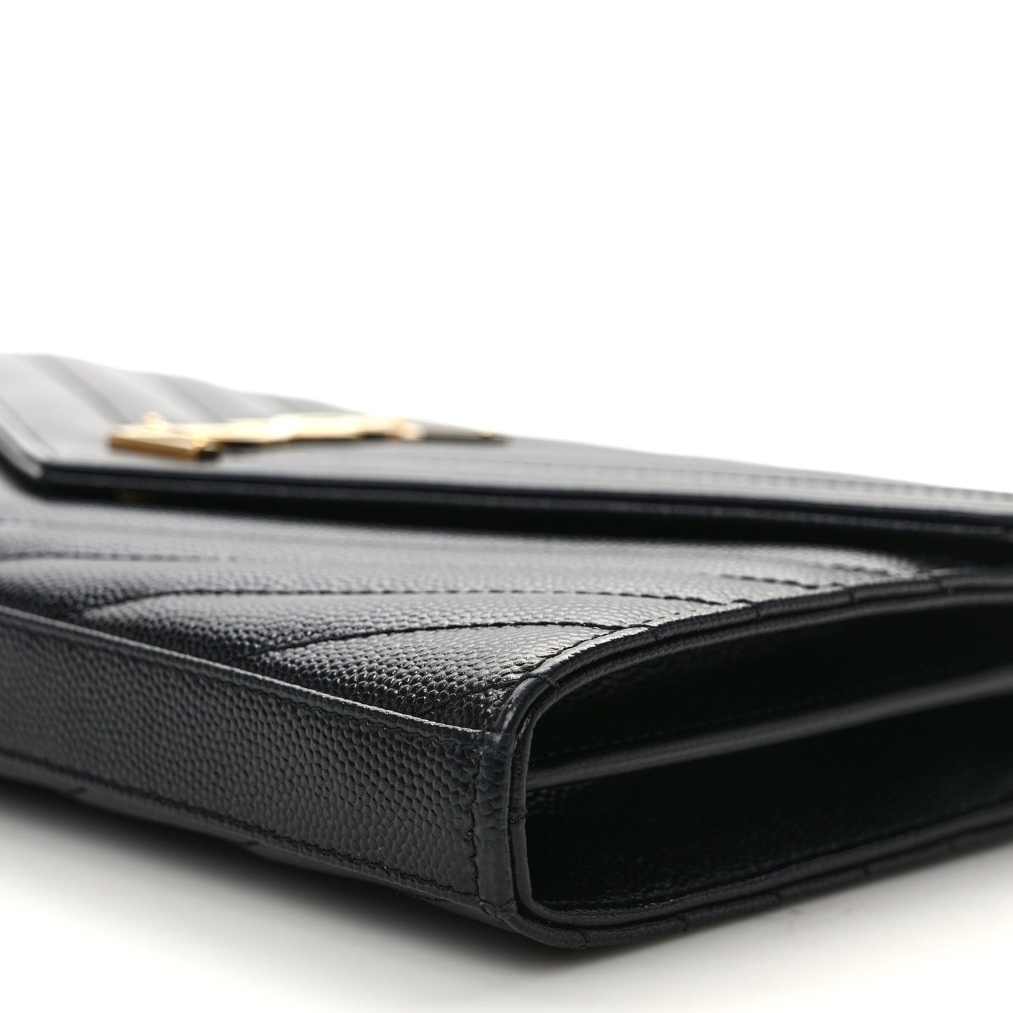 Grain De Poudre Matelasse Chevron Monogram Chain Wallet Black