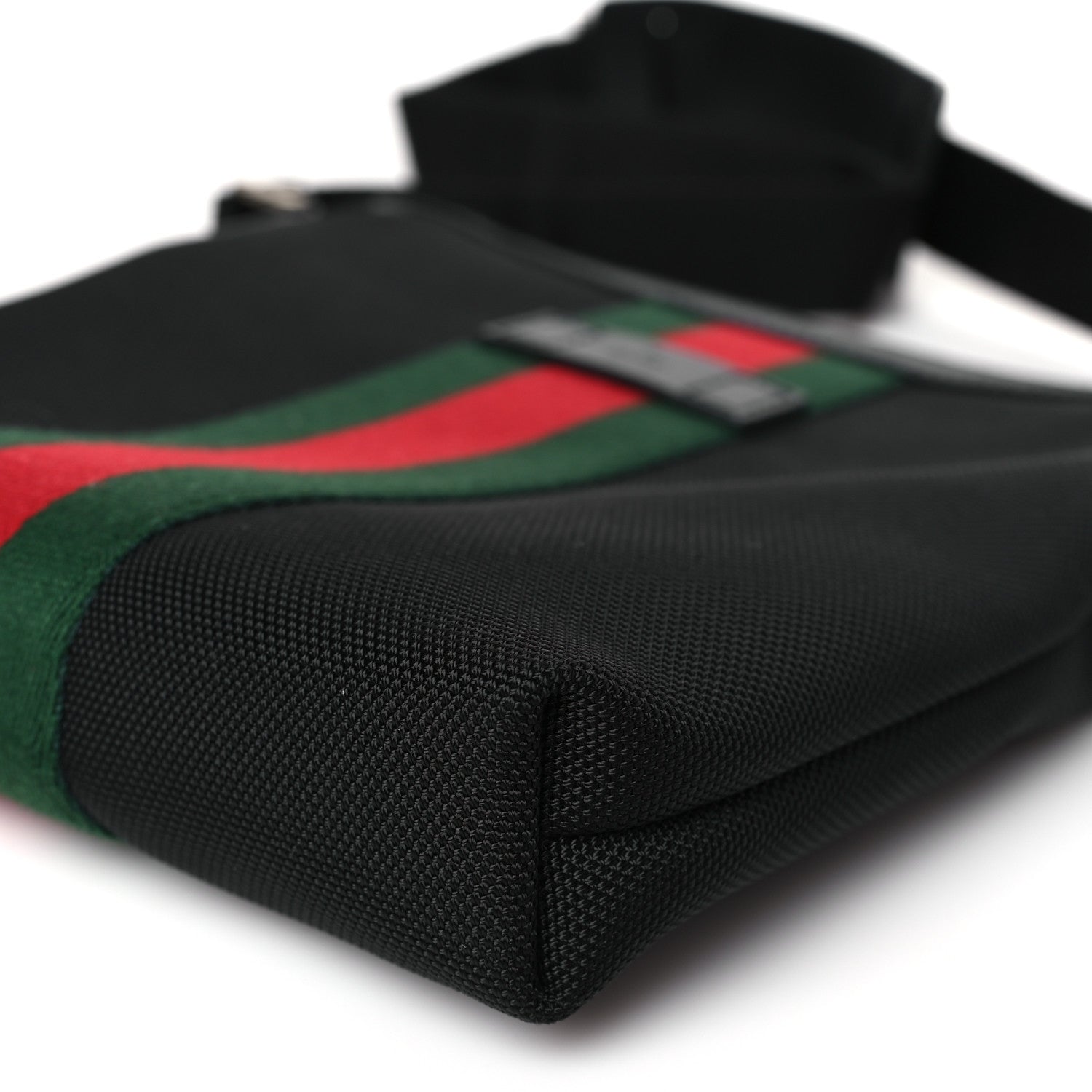 Gucci Techno Canvas Selleria Calfskin Web Small Flat Messenger Bag Black 8 of 8