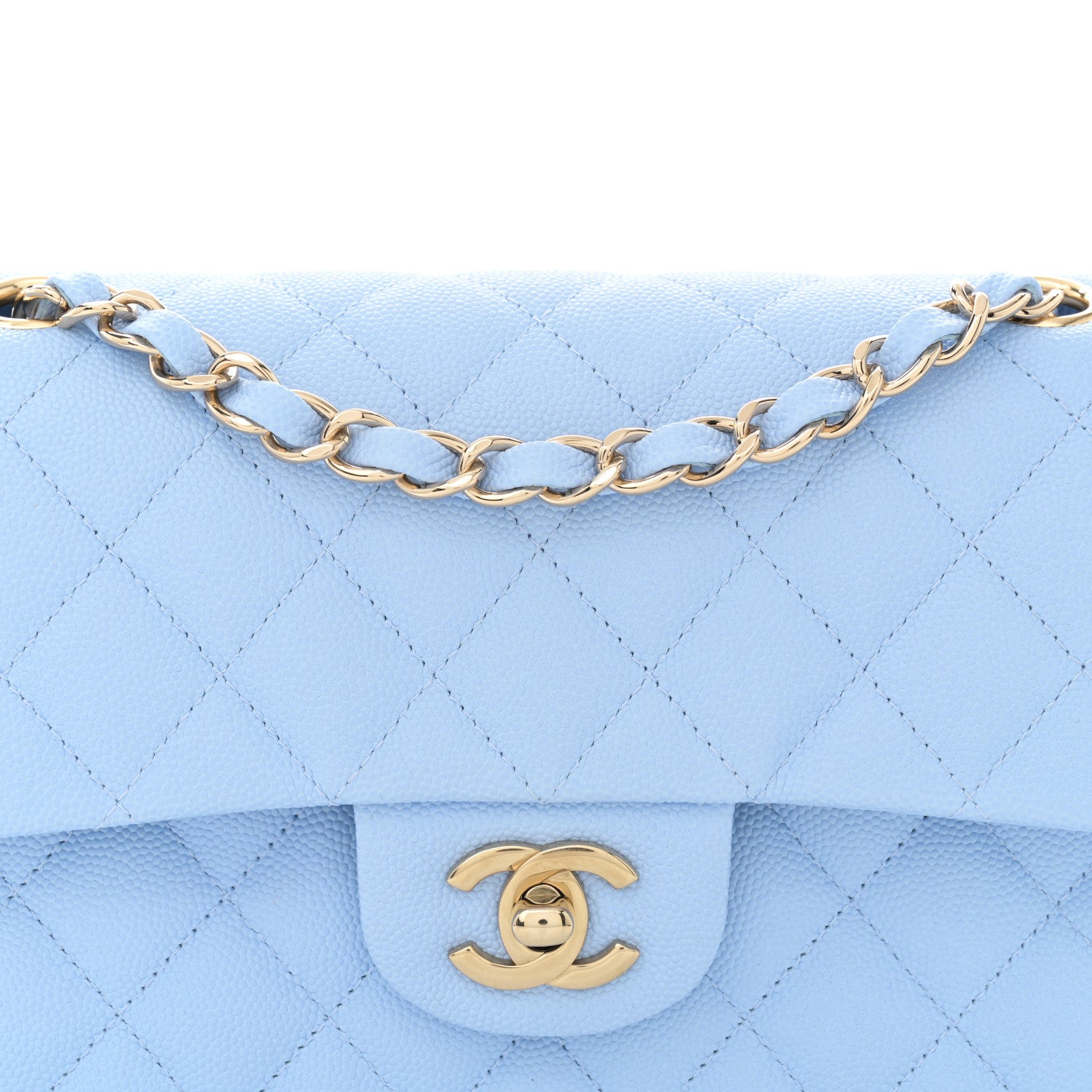 Chanel Caviar Quilted Small Double Flap Light Blue 8 of 10