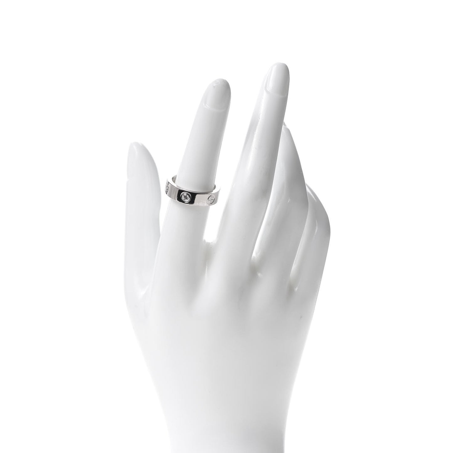 18K White Gold 3 Diamond 5.5mm LOVE Ring 54 6.75