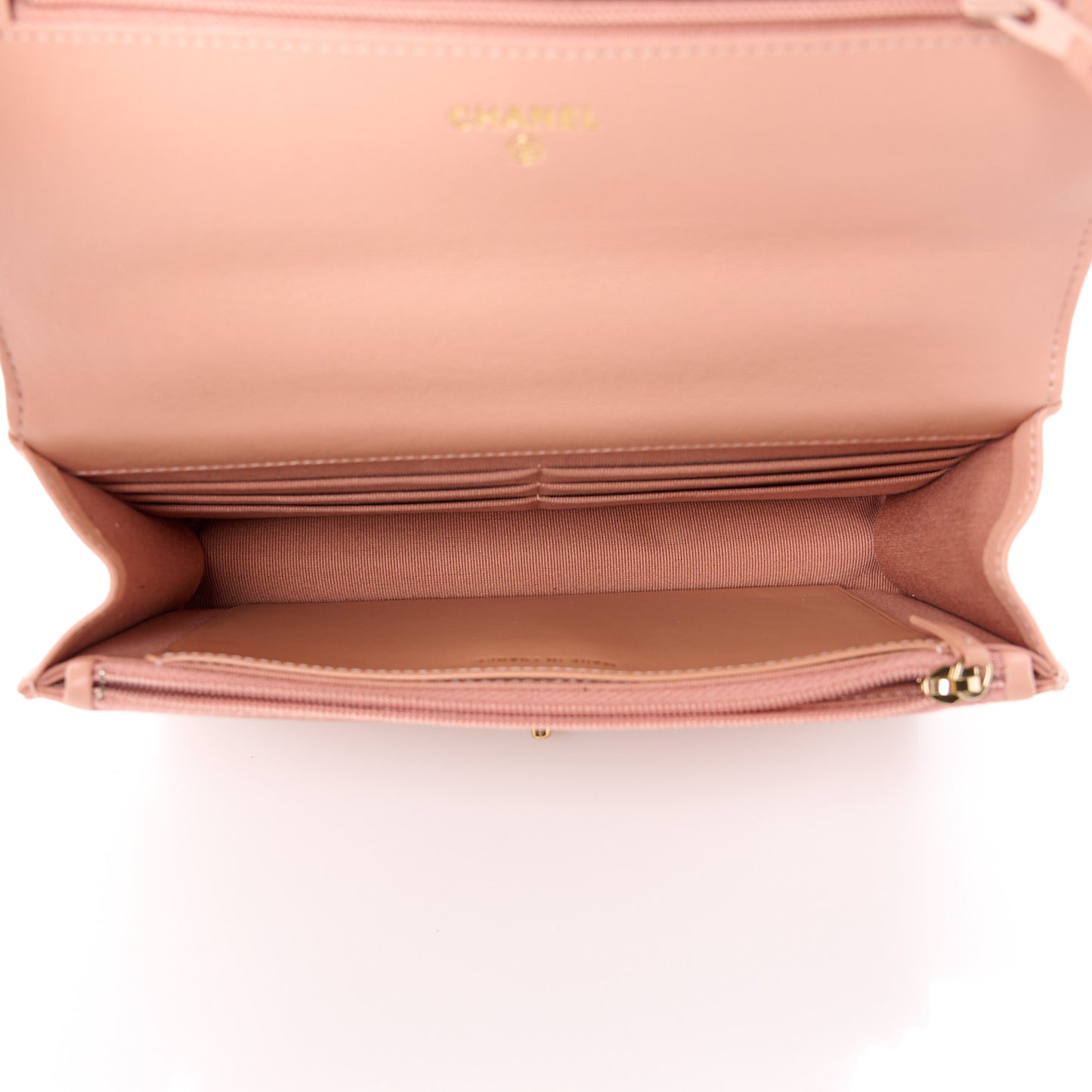 Lambskin Quilted Chanel 19 Wallet On Chain WOC Beige