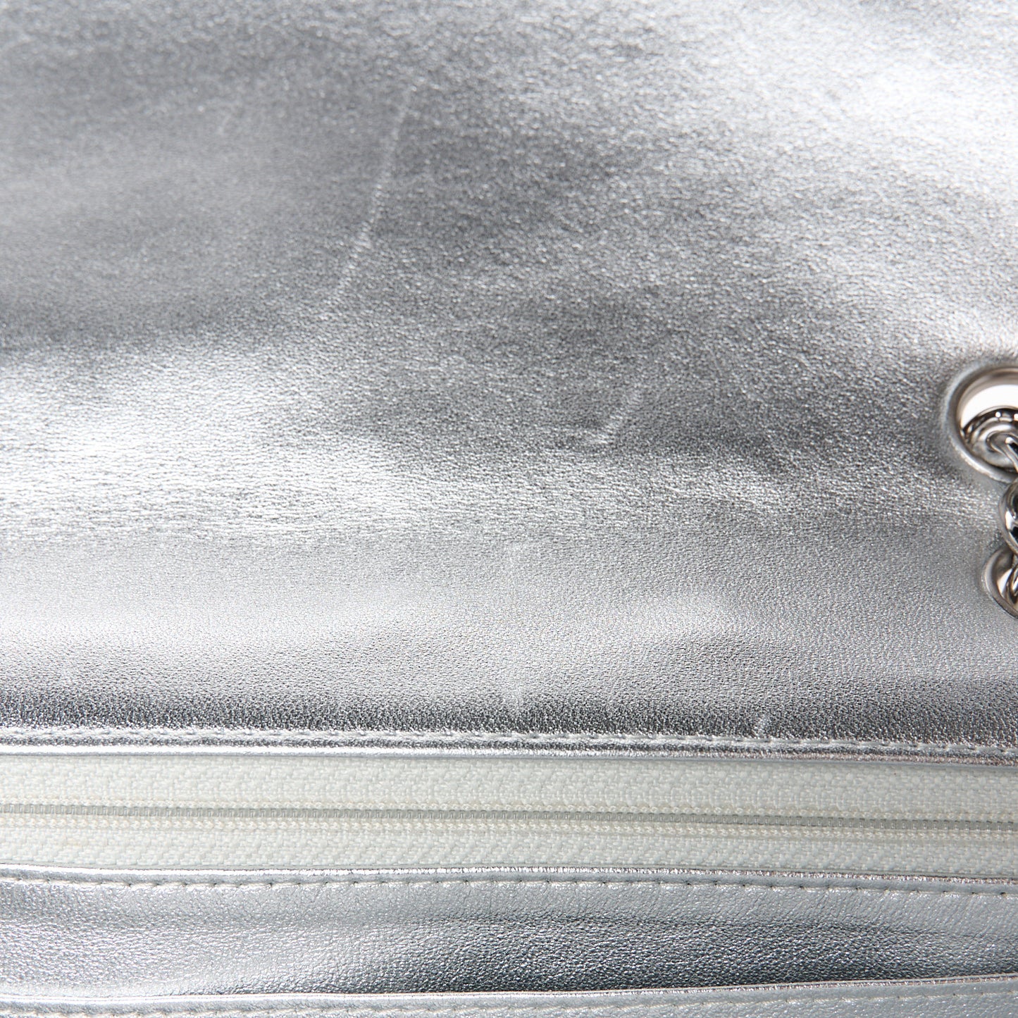 Metallic Lambskin Quilted Maxi Single Flap Silver