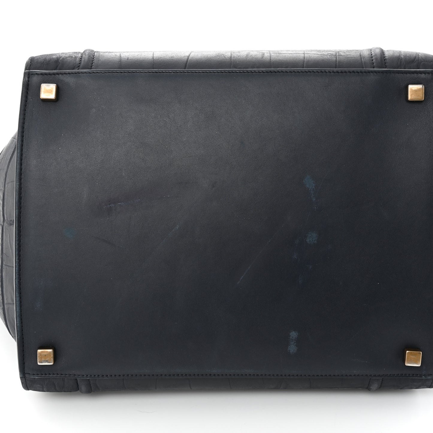 Crocodile Embossed Calfskin Medium Phantom Luggage Navy Blue