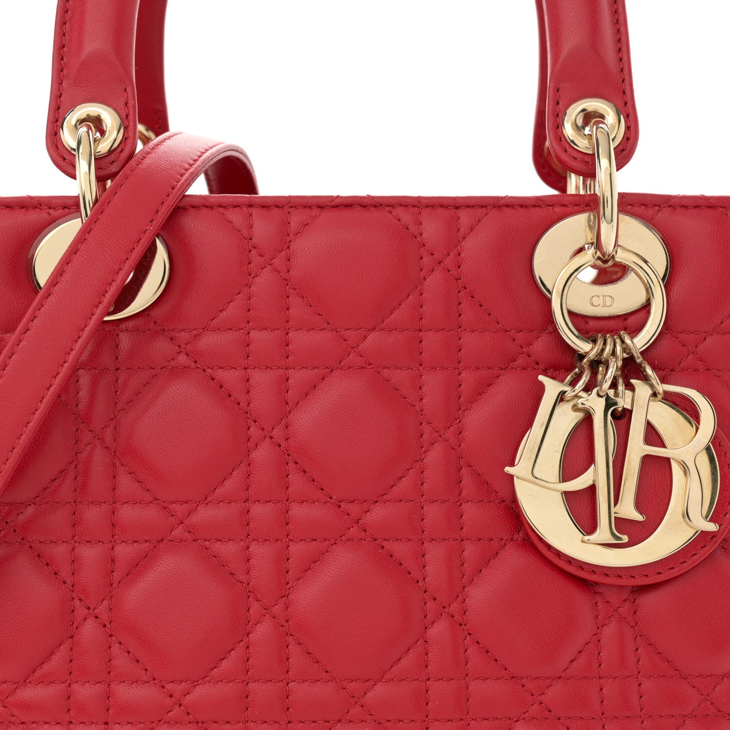 Lambskin Cannage Medium Lady Dior Red