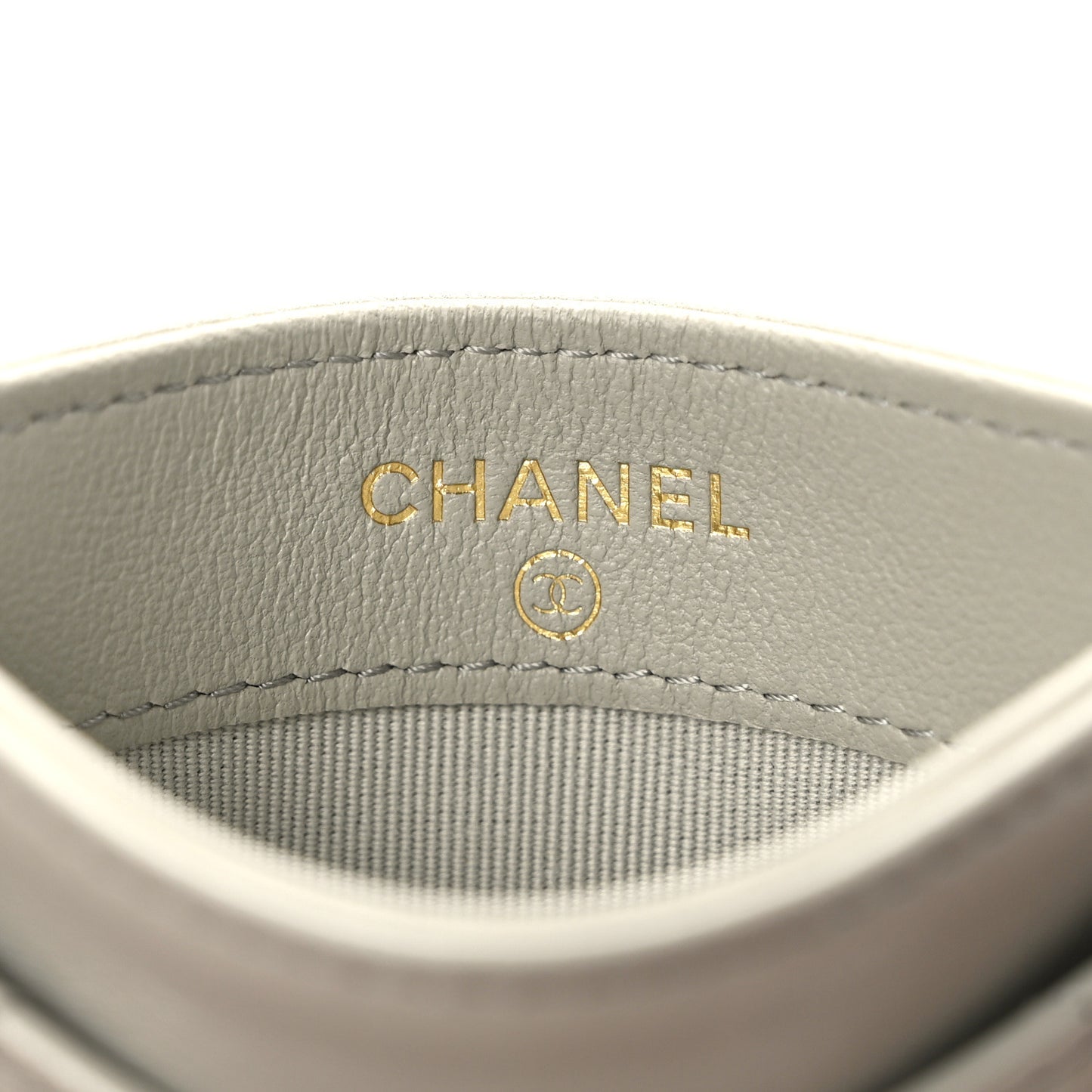 Lambskin Quilted Card Holder Grey