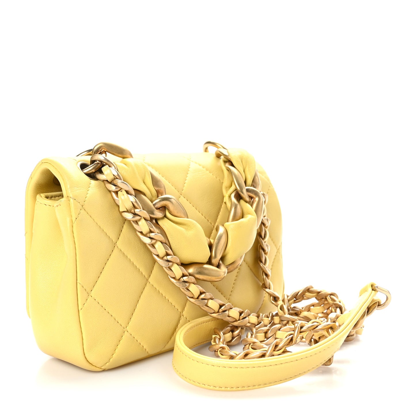 Shiny Lambskin Small Chain Is More Flap Yellow