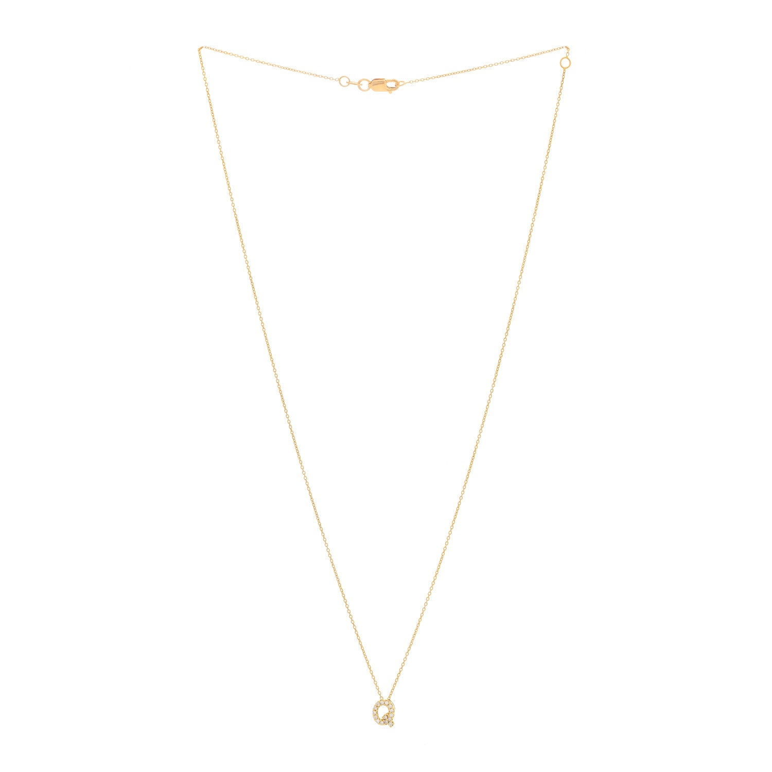 Roberto Coin 18K Yellow Gold Diamond Love Letter Q Pendant Necklace 3 of 4