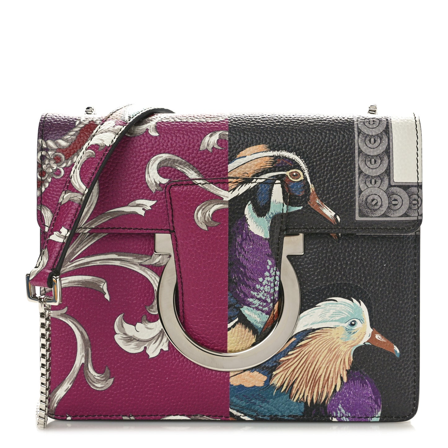 Calfskin Elisabetta Piccolo Print Thalia Crossbody Bag Black Burgundy Multicolor