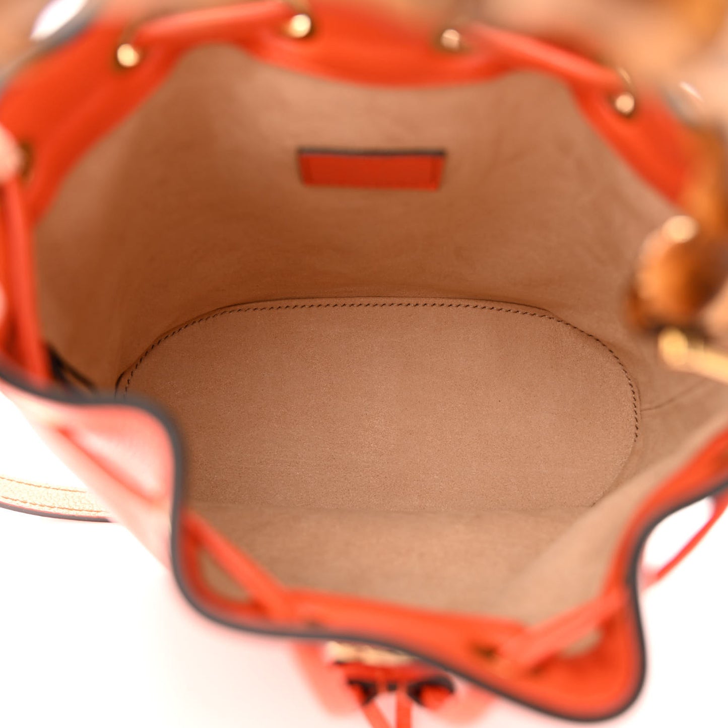 Softy Wonka Textured Dollar Calfskin Mini Diana Bucket Bag Deep Orange Spicy Cyclamin