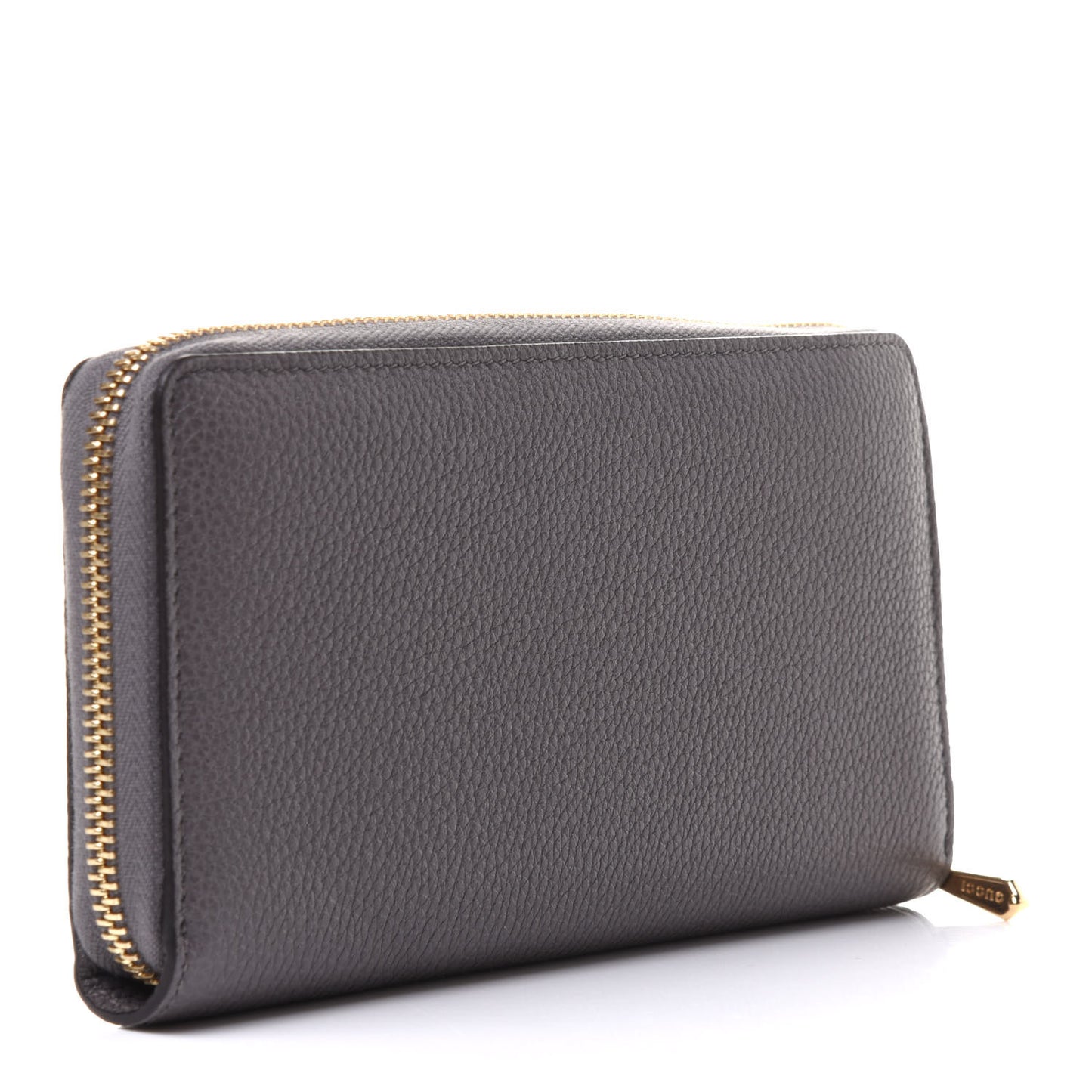 Grainy Calfskin Zumi Zip Around Wallet Dusty Grey