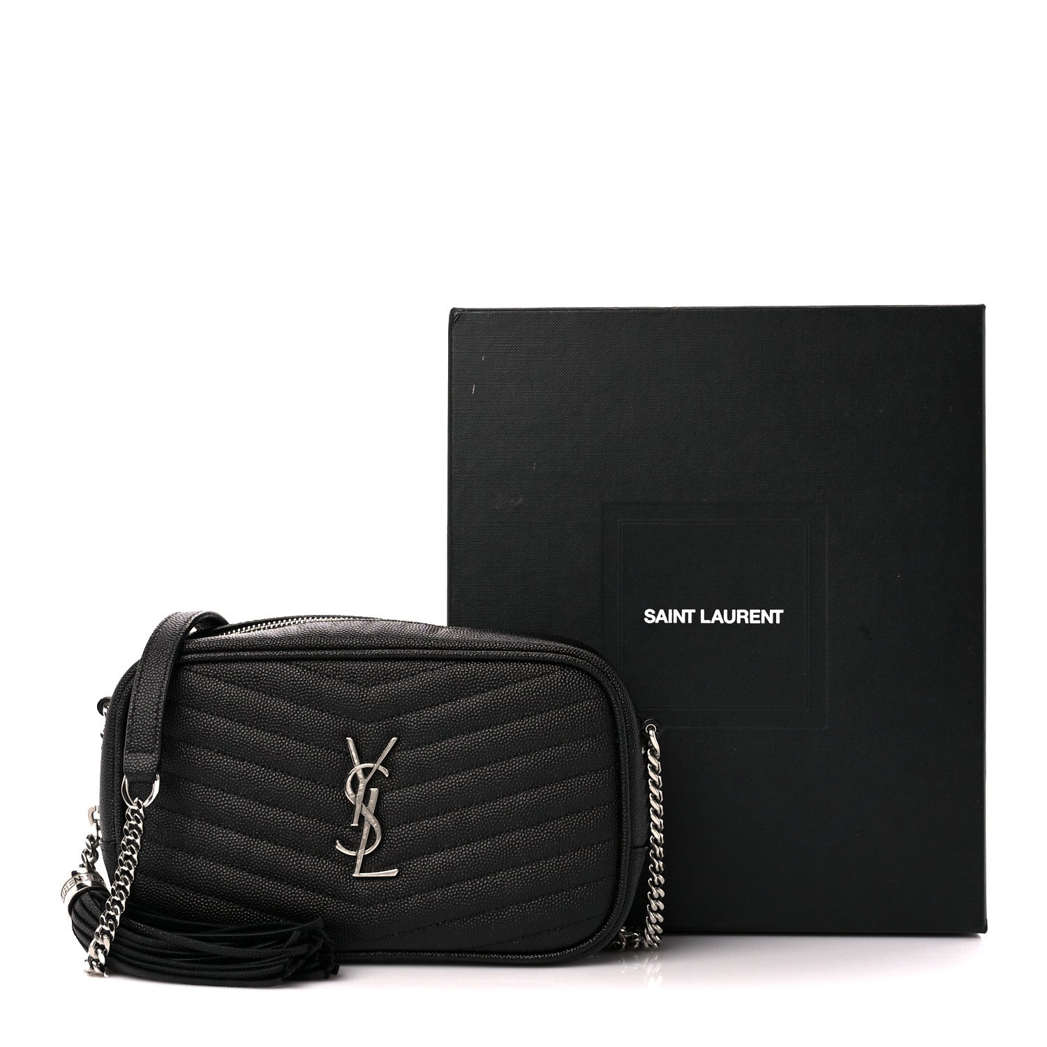 Saint Laurent Grain De Poudre Matelasse Monogram Mini Lou Camera Bag Black 11 of 11