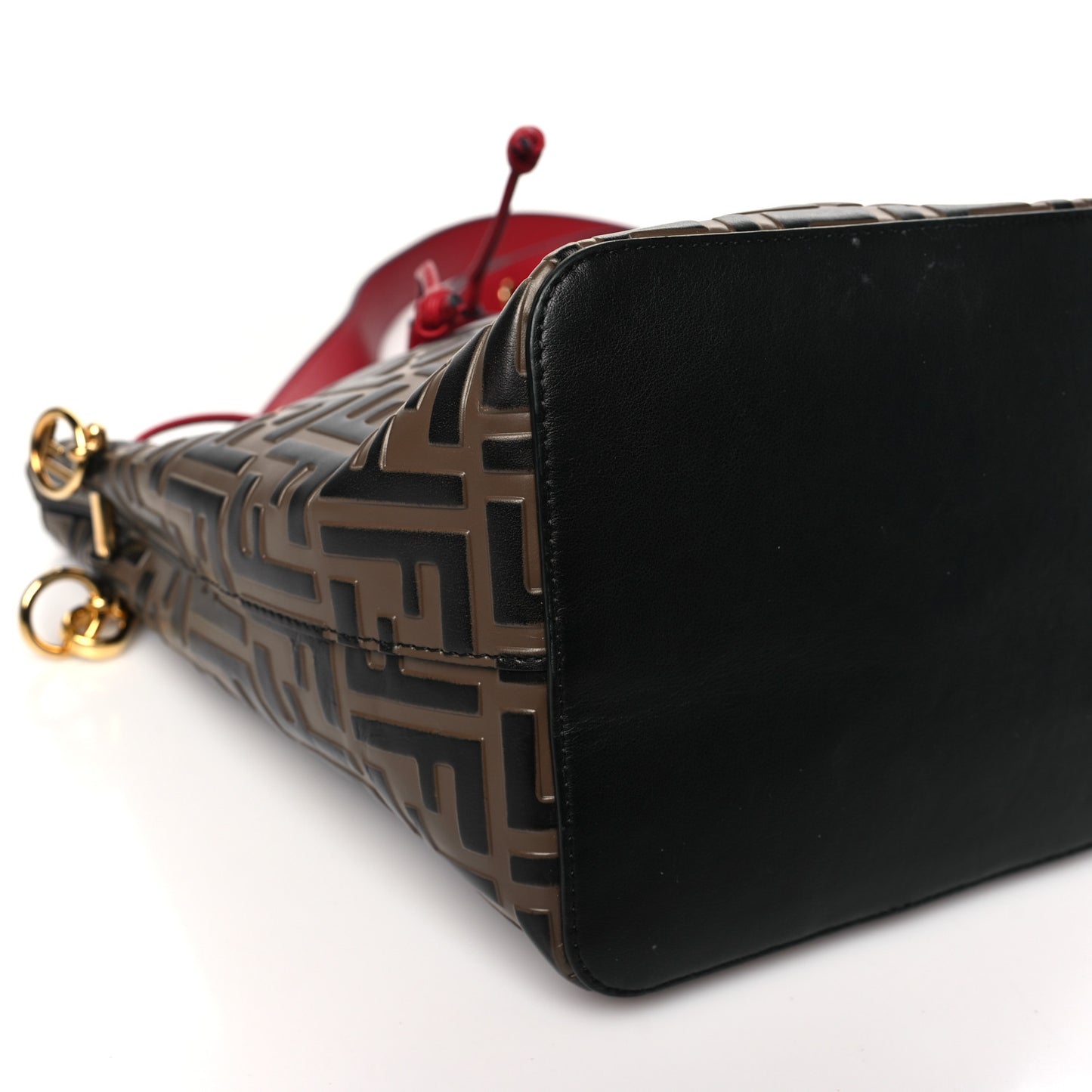 Vitello Grace F is Fendi Bi-Color FF 1974 Embossed Grande Mon Tresor Bucket Bag Maya Black Fragola
