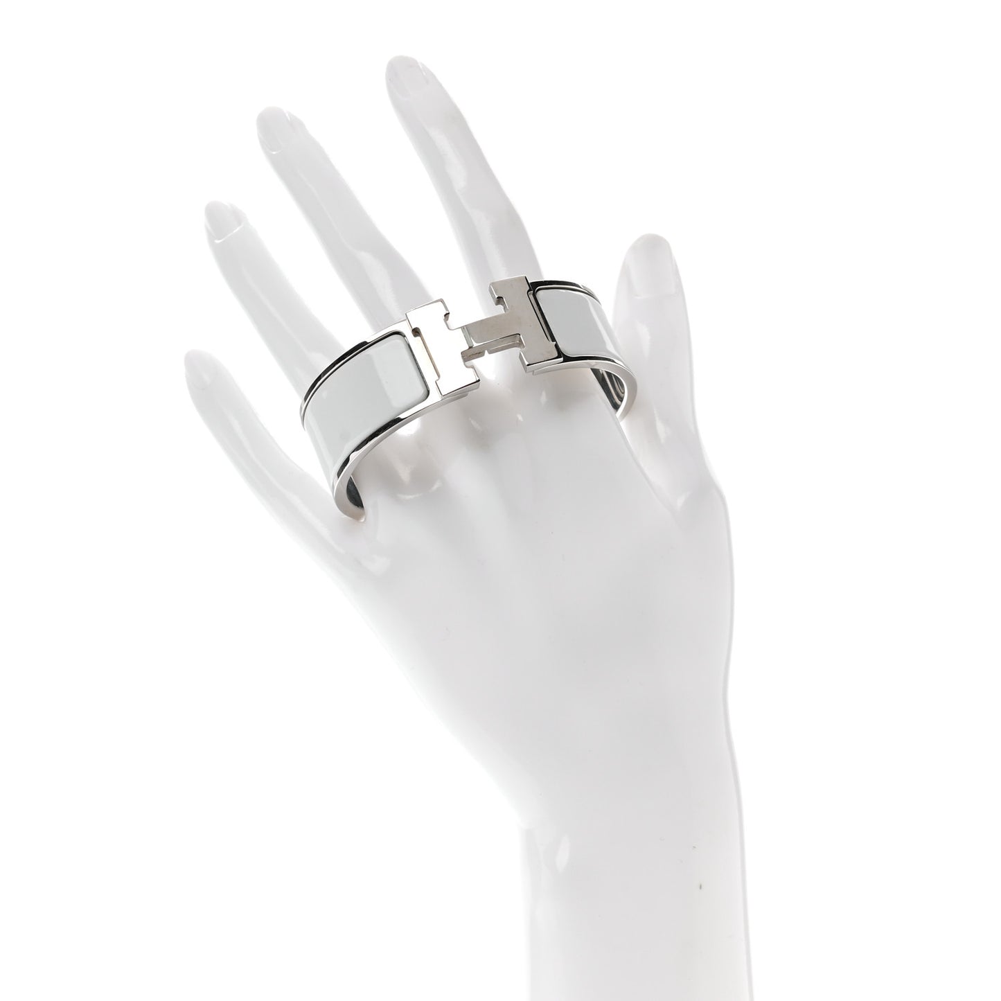 Enamel Wide Clic Clac H Bracelet GM White