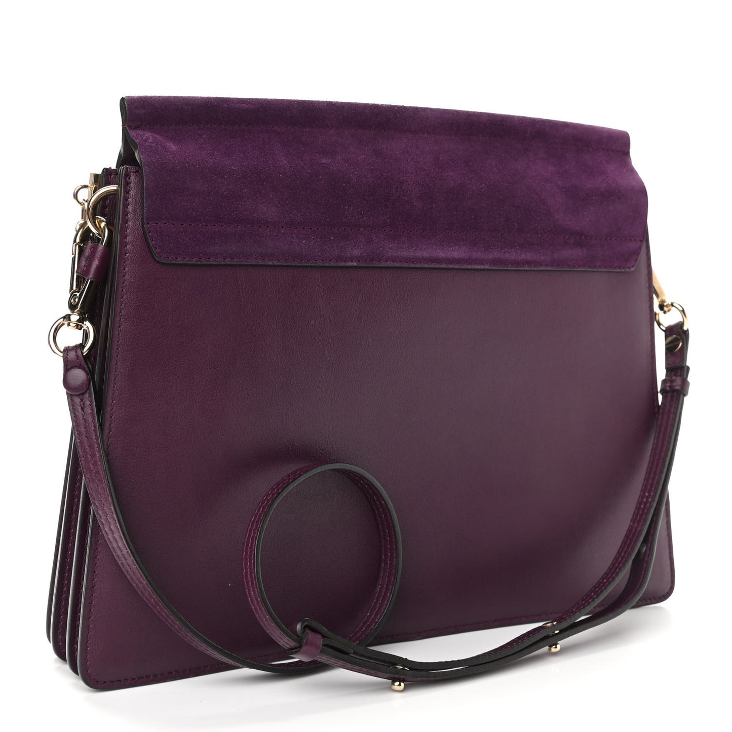 Suede Calfskin Medium Faye Shoulder Bag Dark Purple