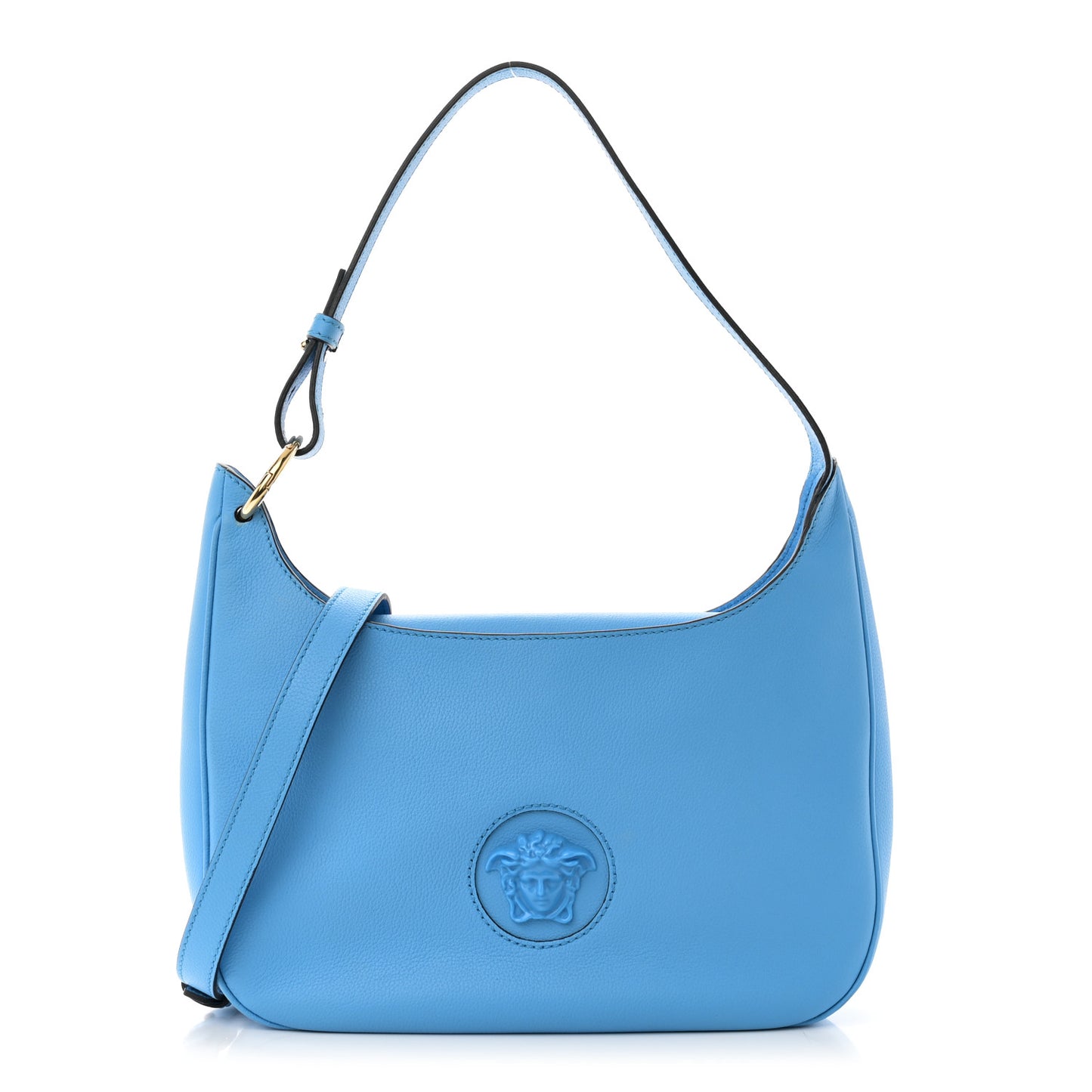 Grained Calfskin La Medusa Medium Hobo Crossbody Blue