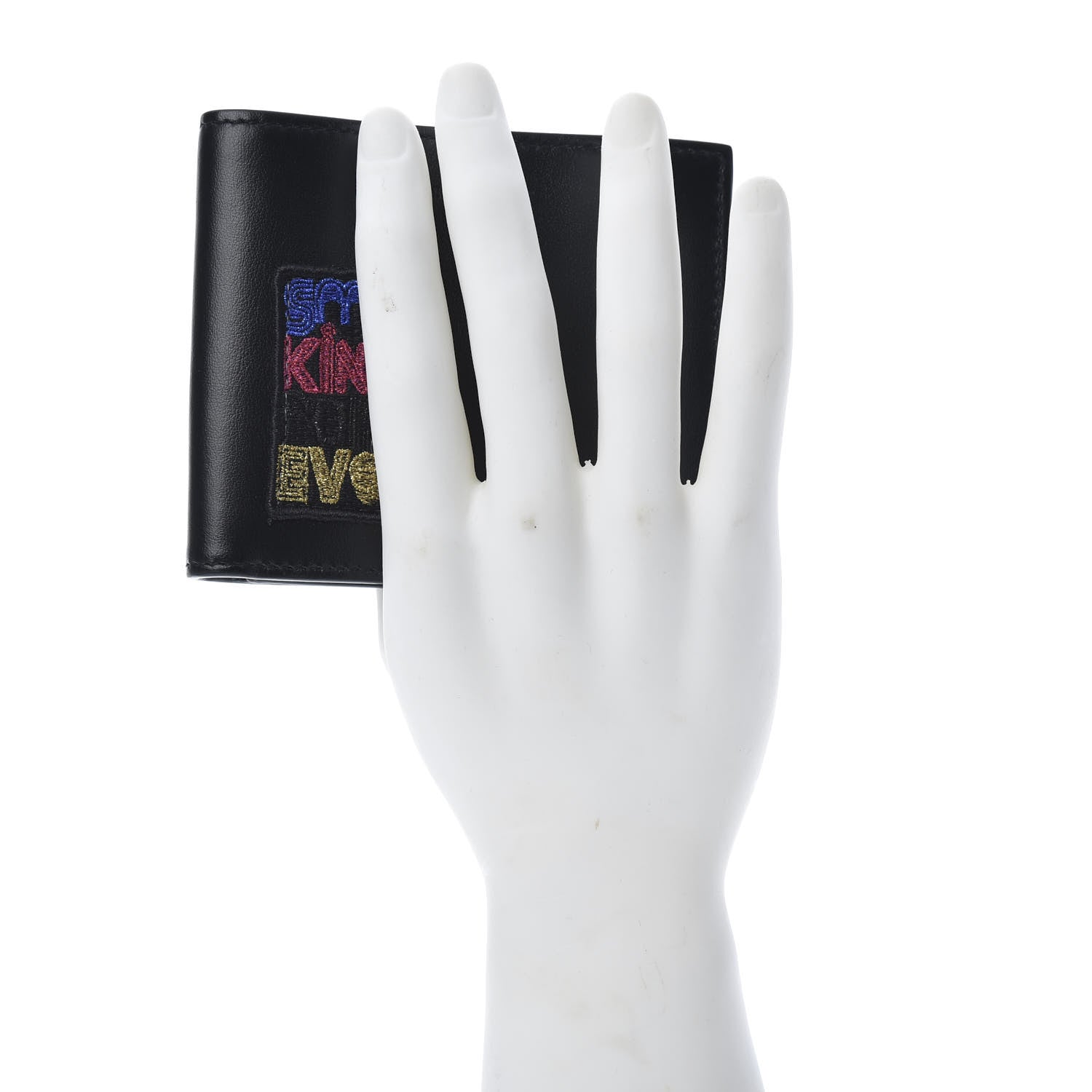 Saint Laurent Calfskin Smoking Forever Patch Bifold Wallet Black 2 of 7