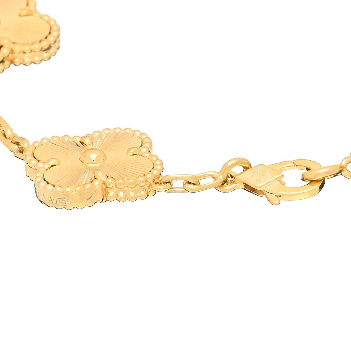 18K Yellow Gold 5 Motifs Guilloche Vintage Alhambra Bracelet