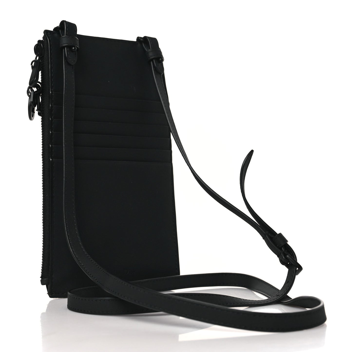 Ultra Matte Calfskin Lady Dior Long Wallet With Strap Black