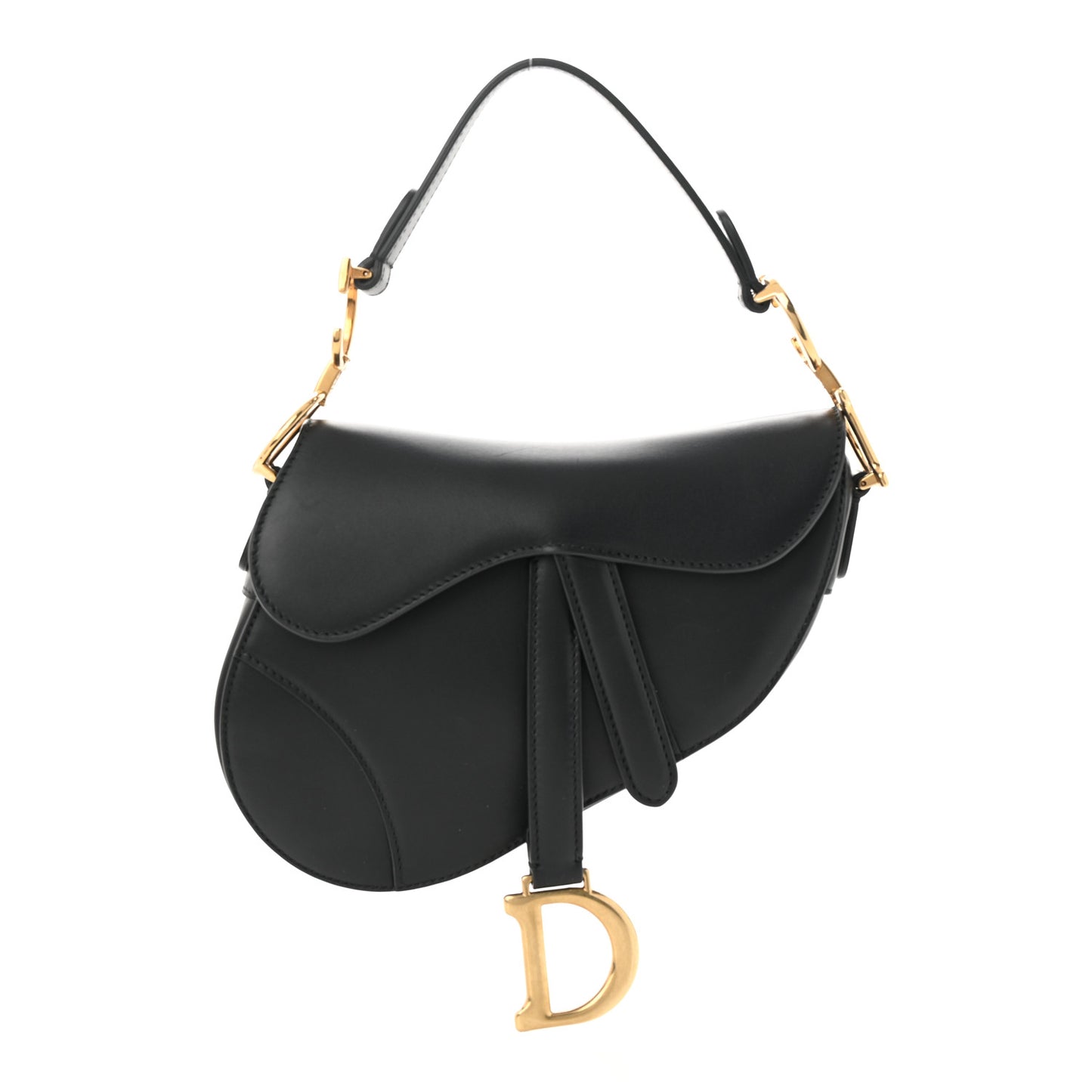 Calfskin Mini Saddle Bag Black