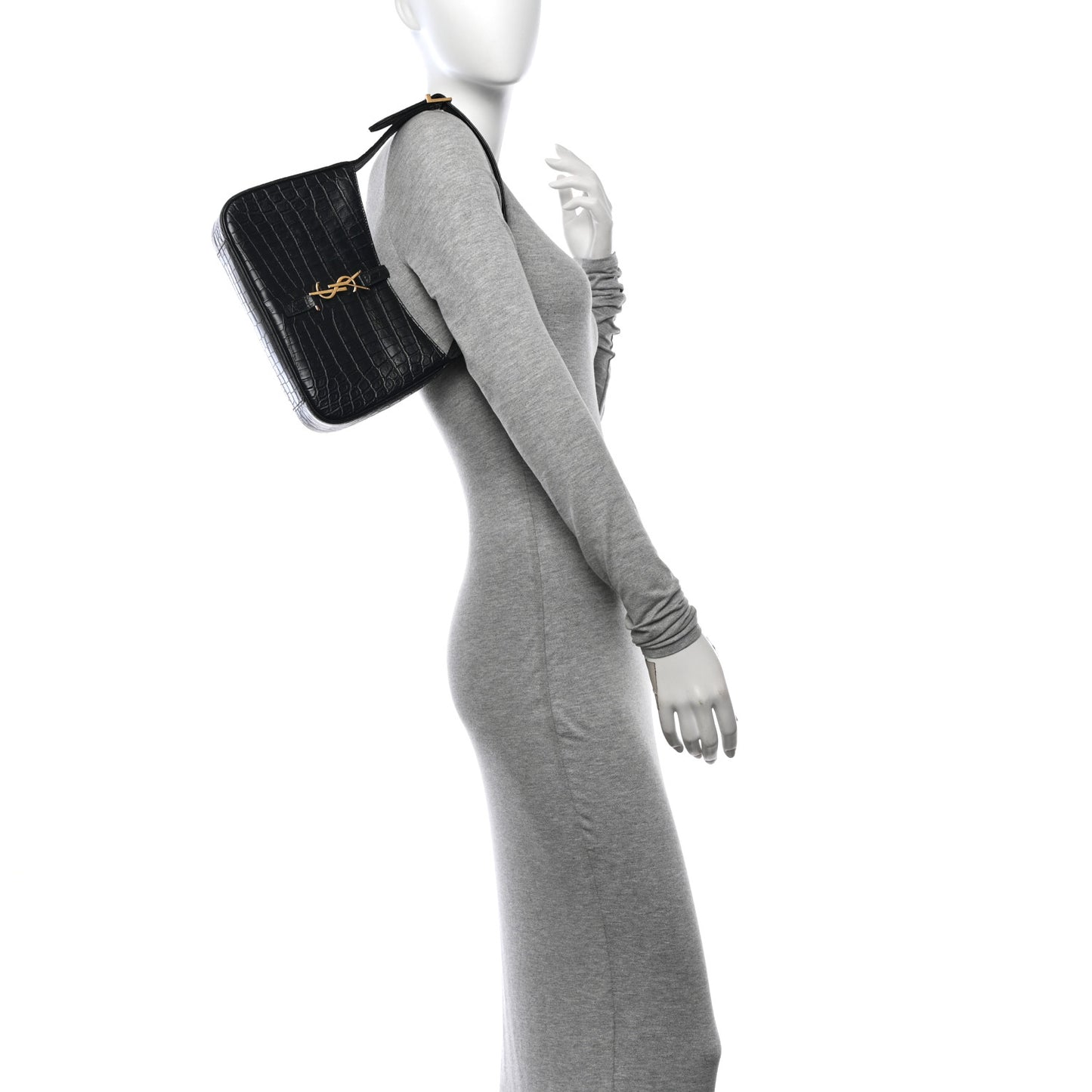 Calfskin Crocodile Embossed Le 5 A 7 Hobo Black