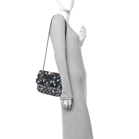 Cotton Quilted Paris Dallas Medium Bandana Flap Blue