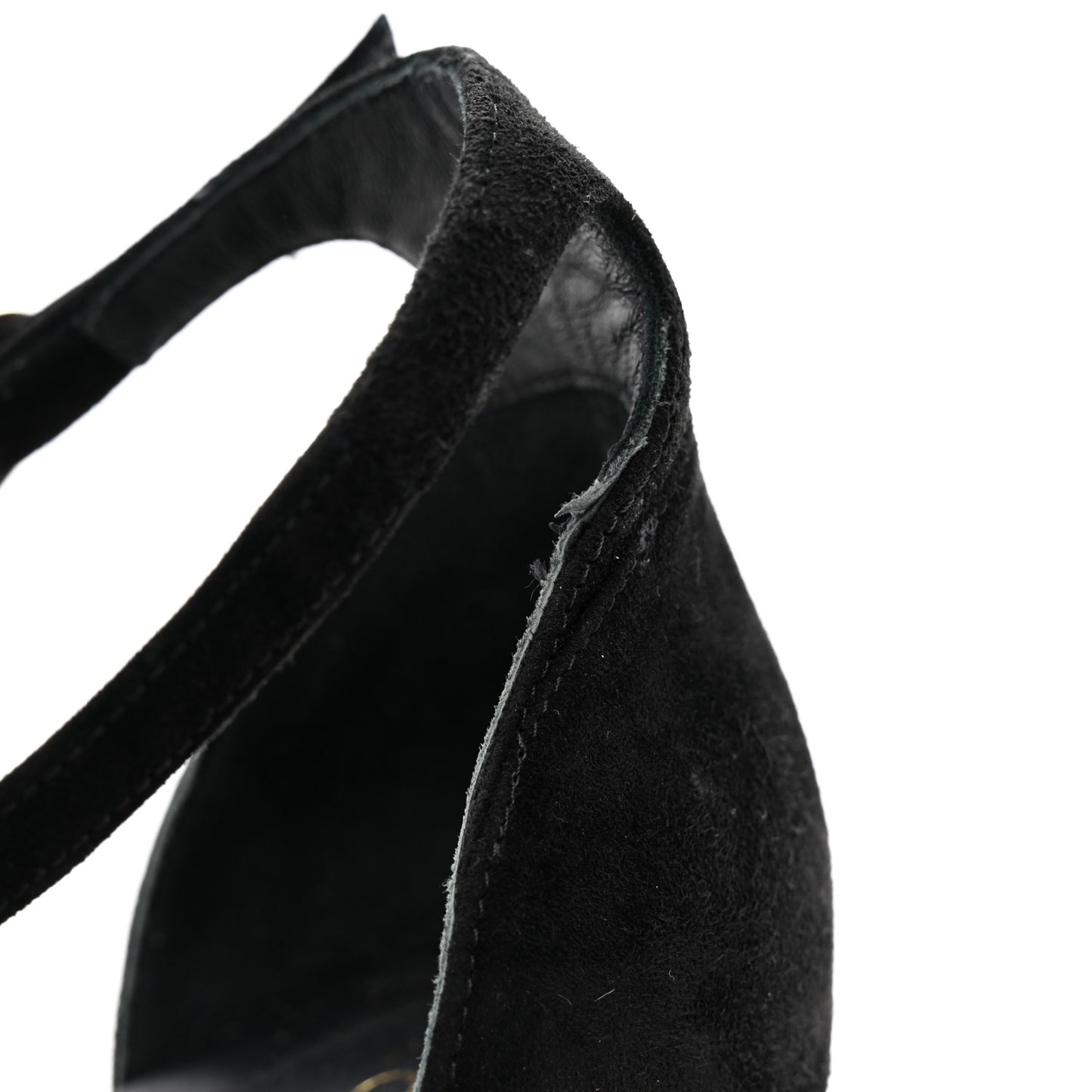 Suede Quilted Logo Sandals 38.5 Black