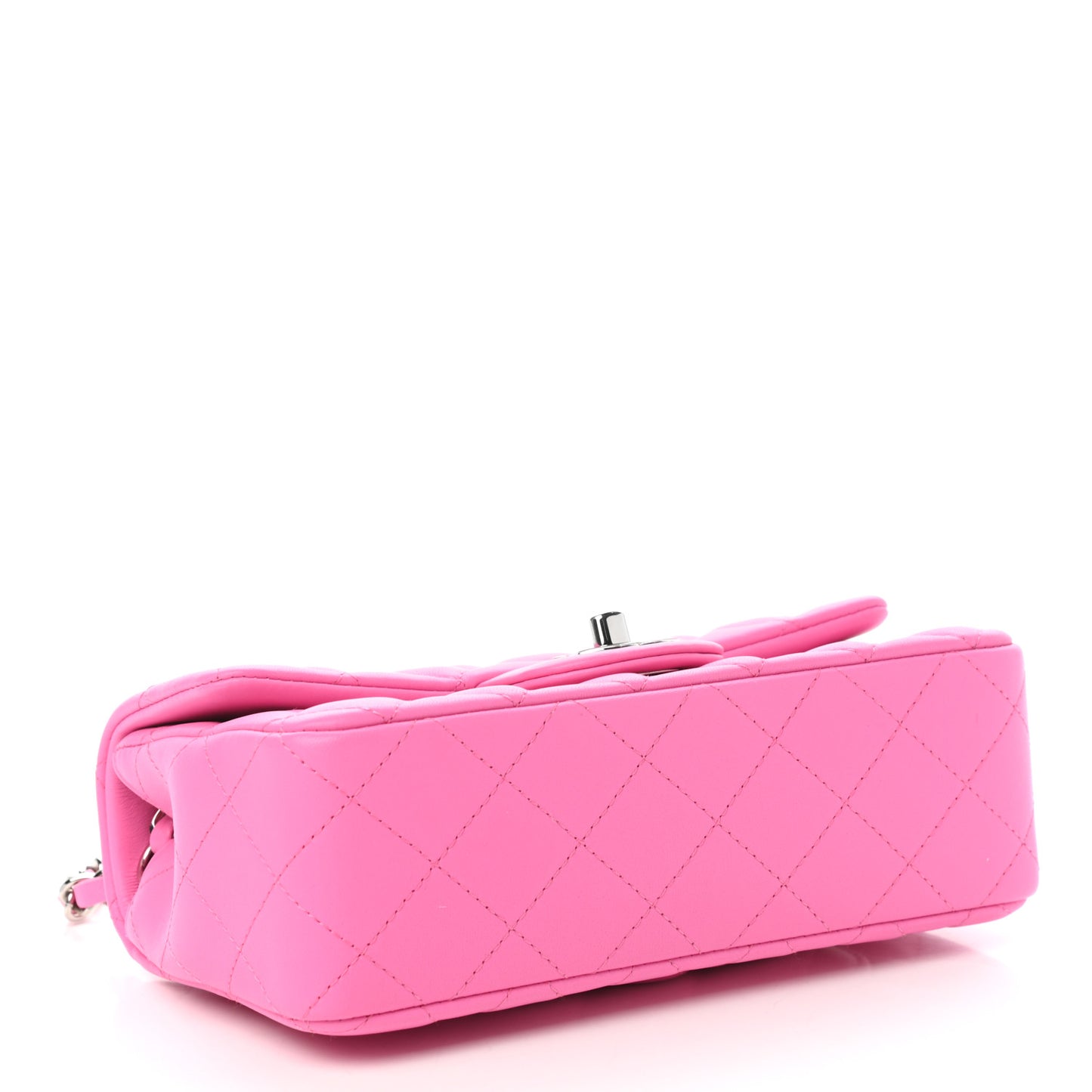 Lambskin Quilted Mini Rectangular Flap Neon Pink