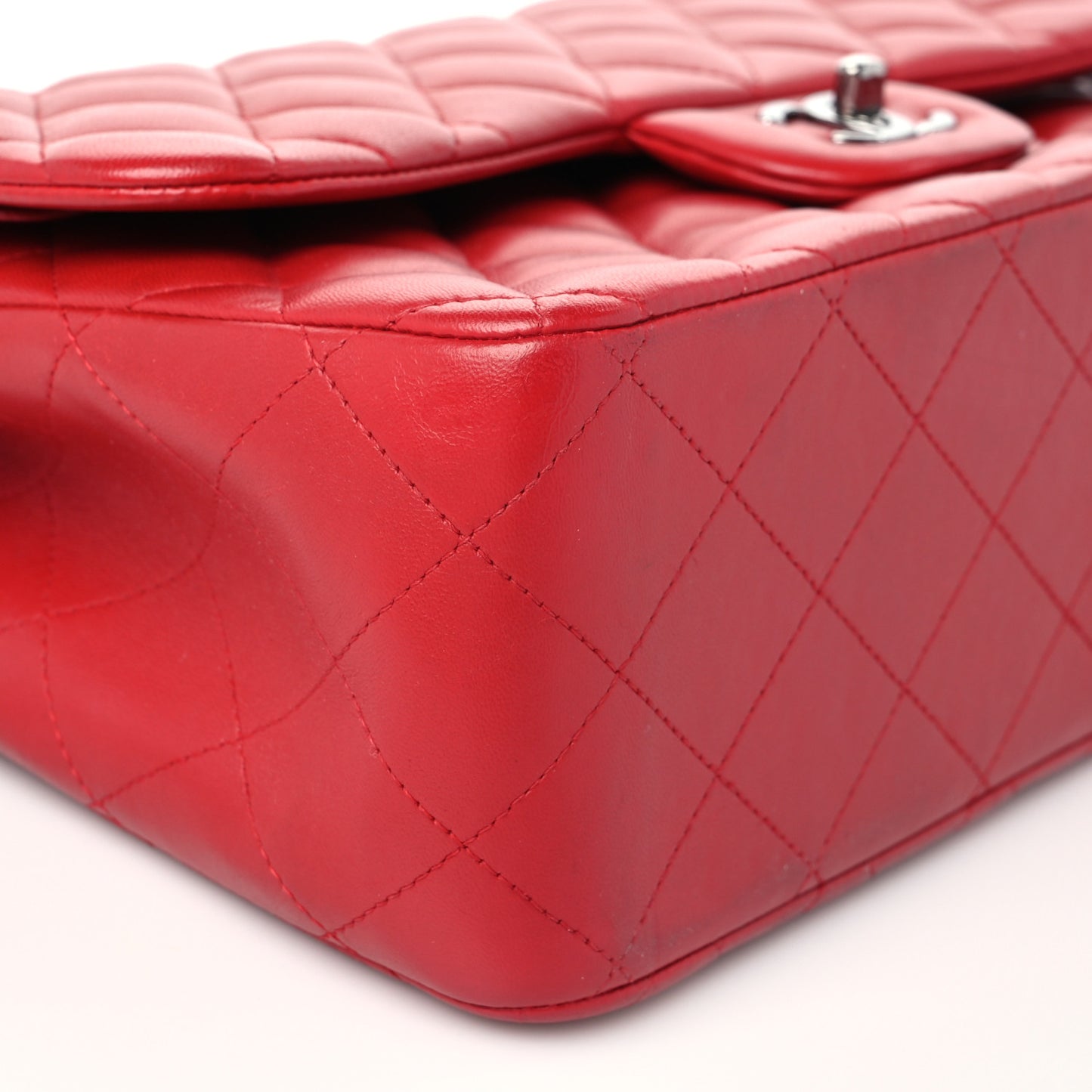 Lambskin Quilted Jumbo Double Flap Red