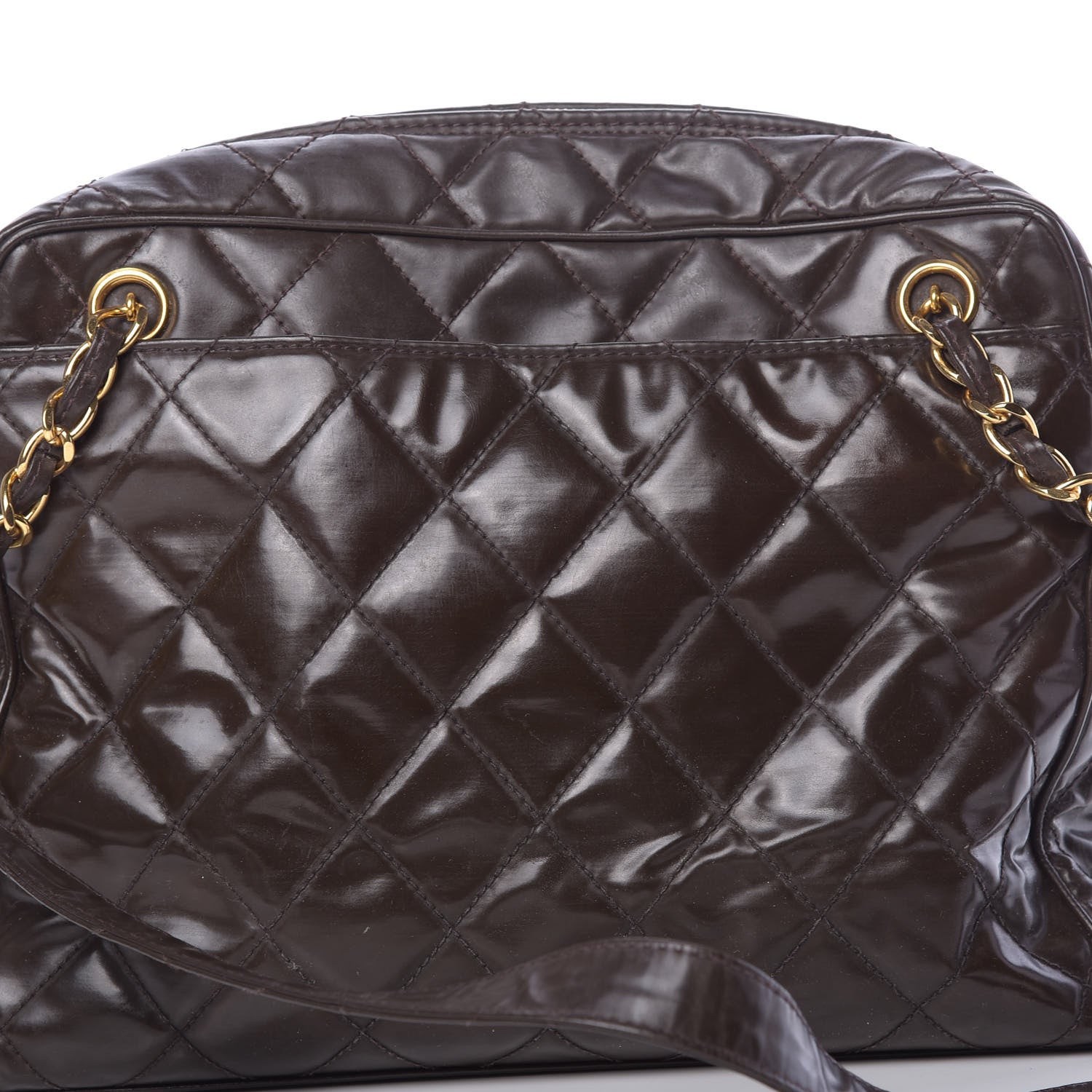 Chanel Patent Quilted Shoulder Bag Brown 8 of 15