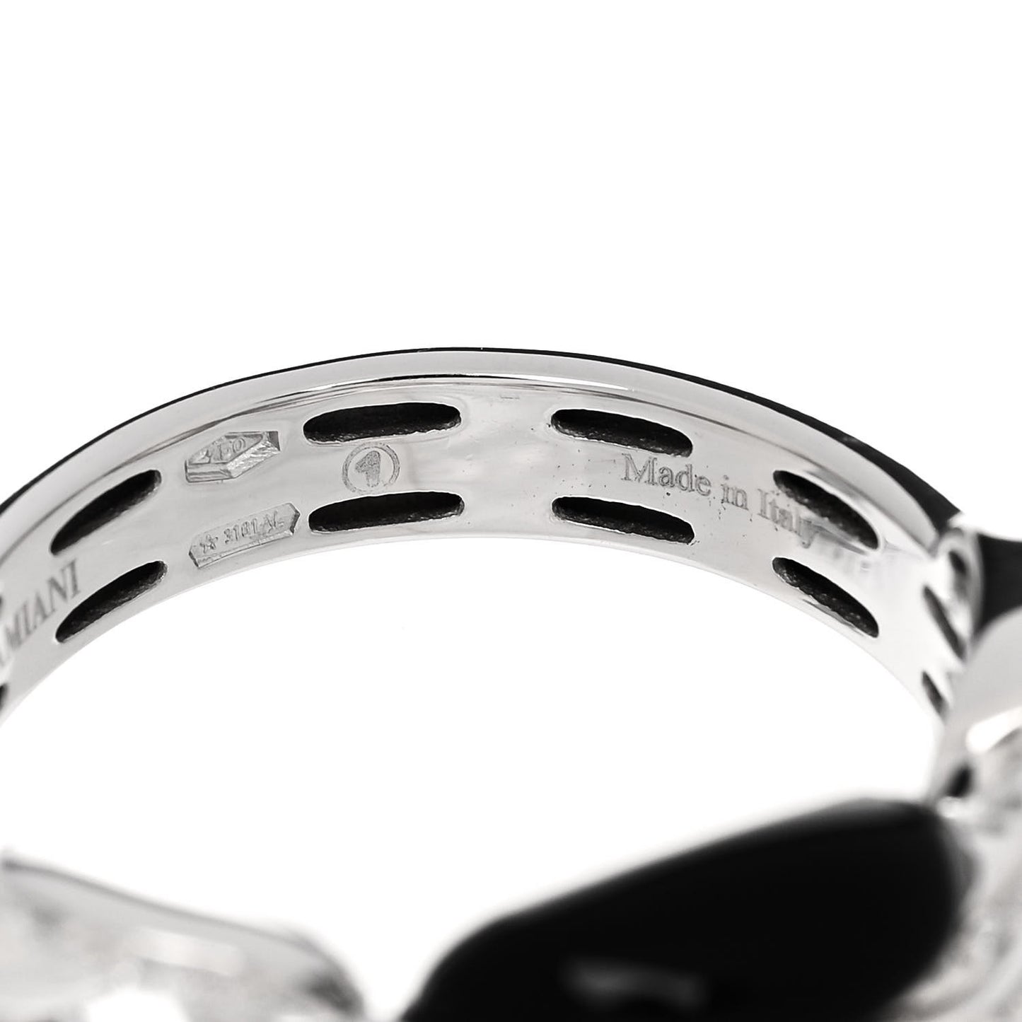 18K White Gold Diamond Ceramic D.Lace Ring 54 7 Black