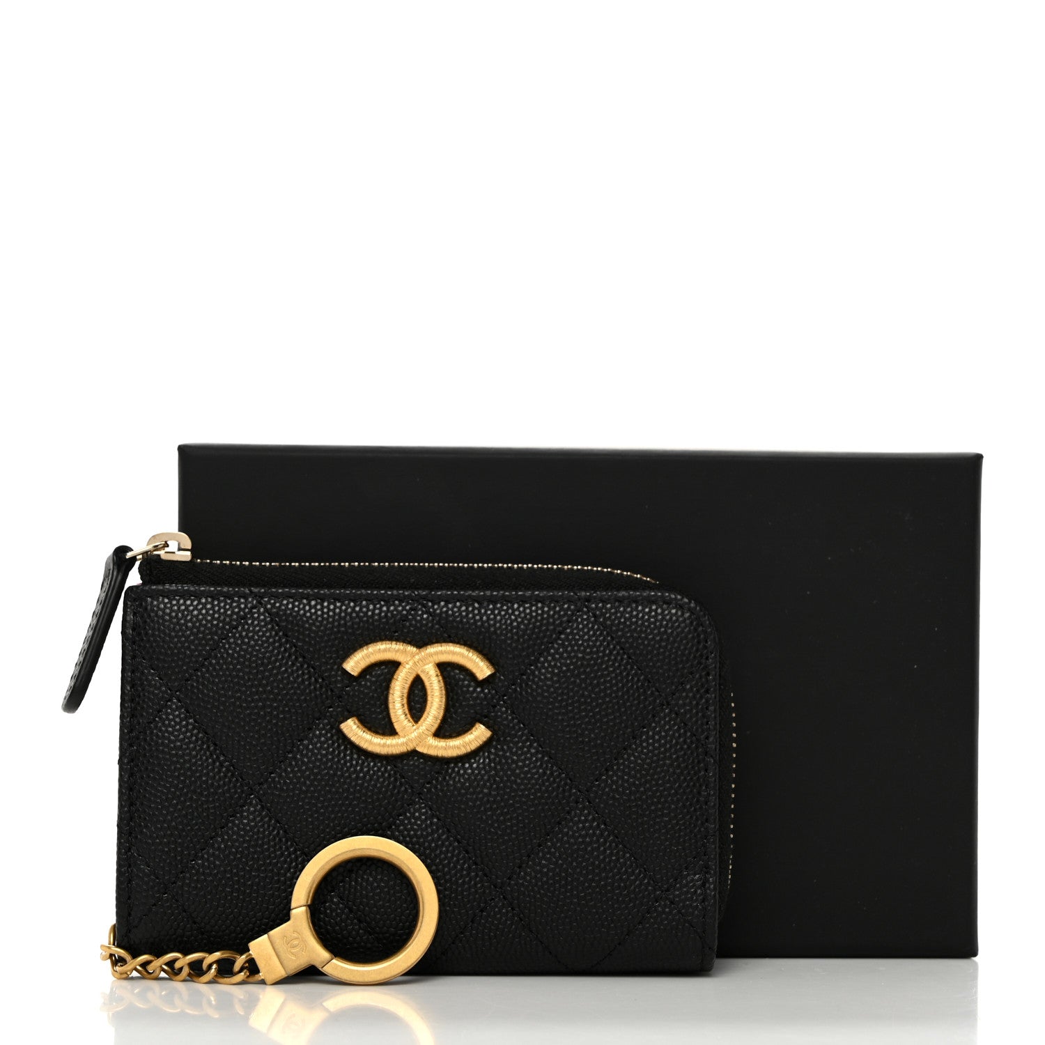 Chanel Caviar Quilted Zipped Key Holder Case Black 3 of 8