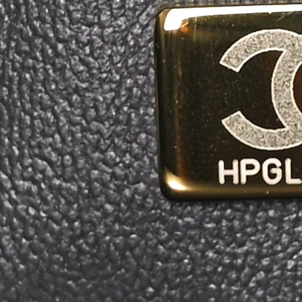 Caviar Quilted Jumbo Double Flap Dark Grey