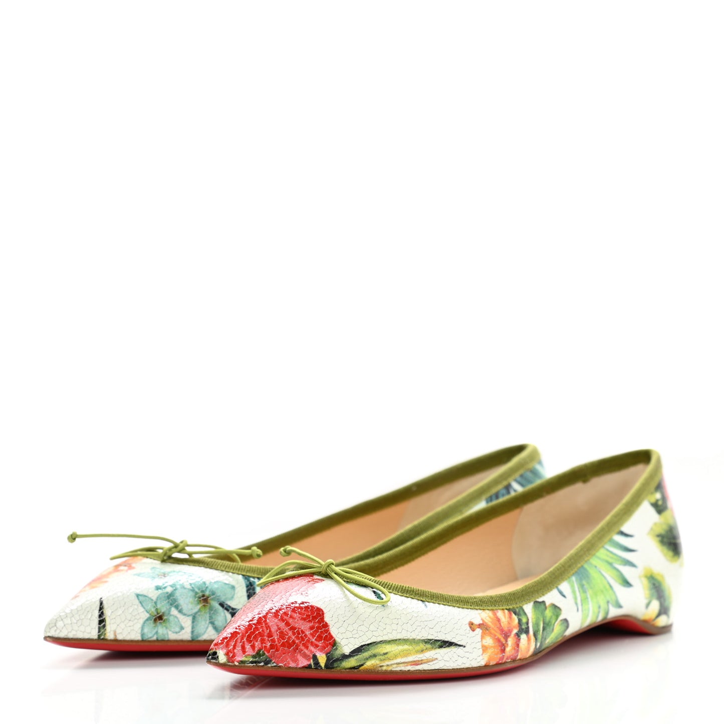 Embossed Leather Hawaii Flats 36.5 Multicolor